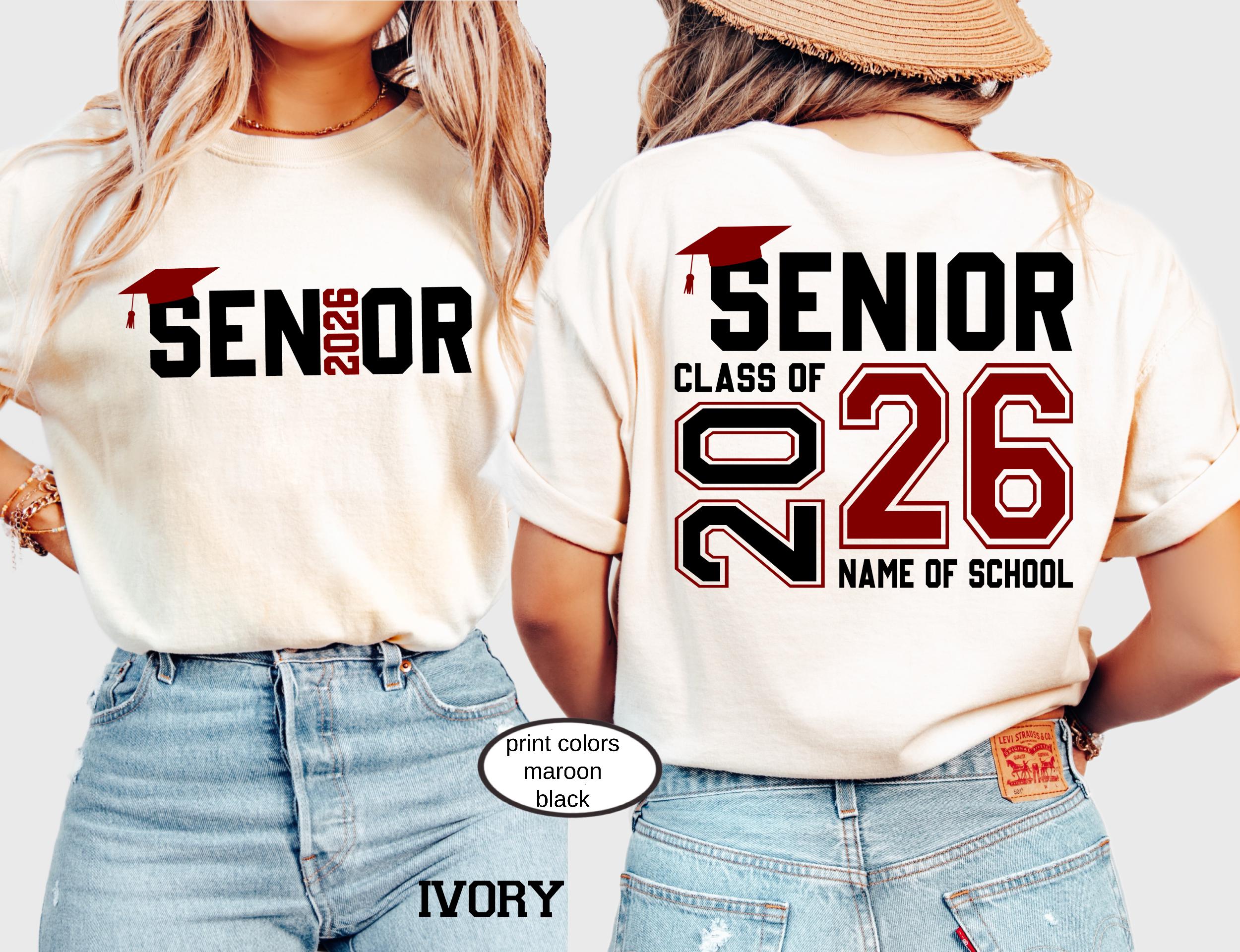 Custom Senior Class of 2026 Comfort Colors© Shirt, High School Graduation Tee, Retro Senior Mom 2026 Gift