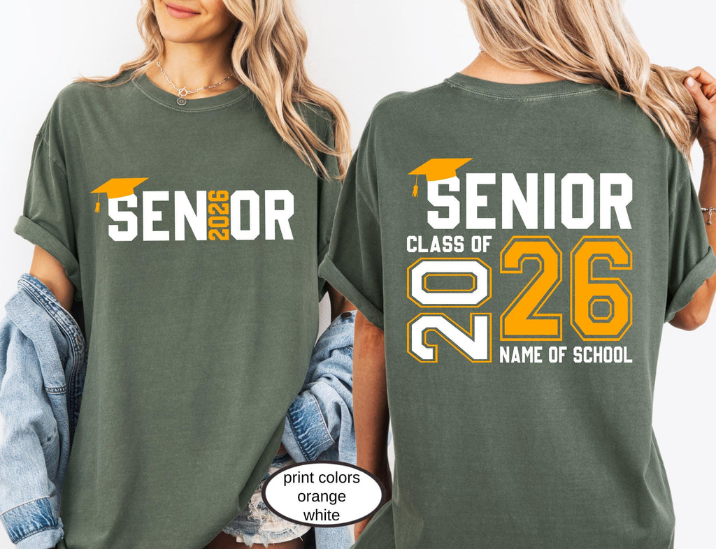 Custom Senior Class of 2026 Comfort Colors© Shirt, High School Graduation Tee, Retro Senior Mom 2026 Gift