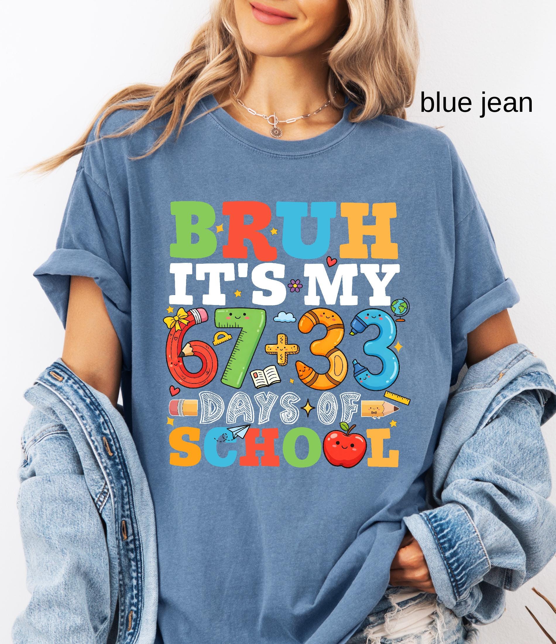 Comfort Colors© Bruh It's My 67+33 Days Of School Shirt, I Survived Classroom 100th Day Of School Shirt for Kids, Teacher Appreciation Gift