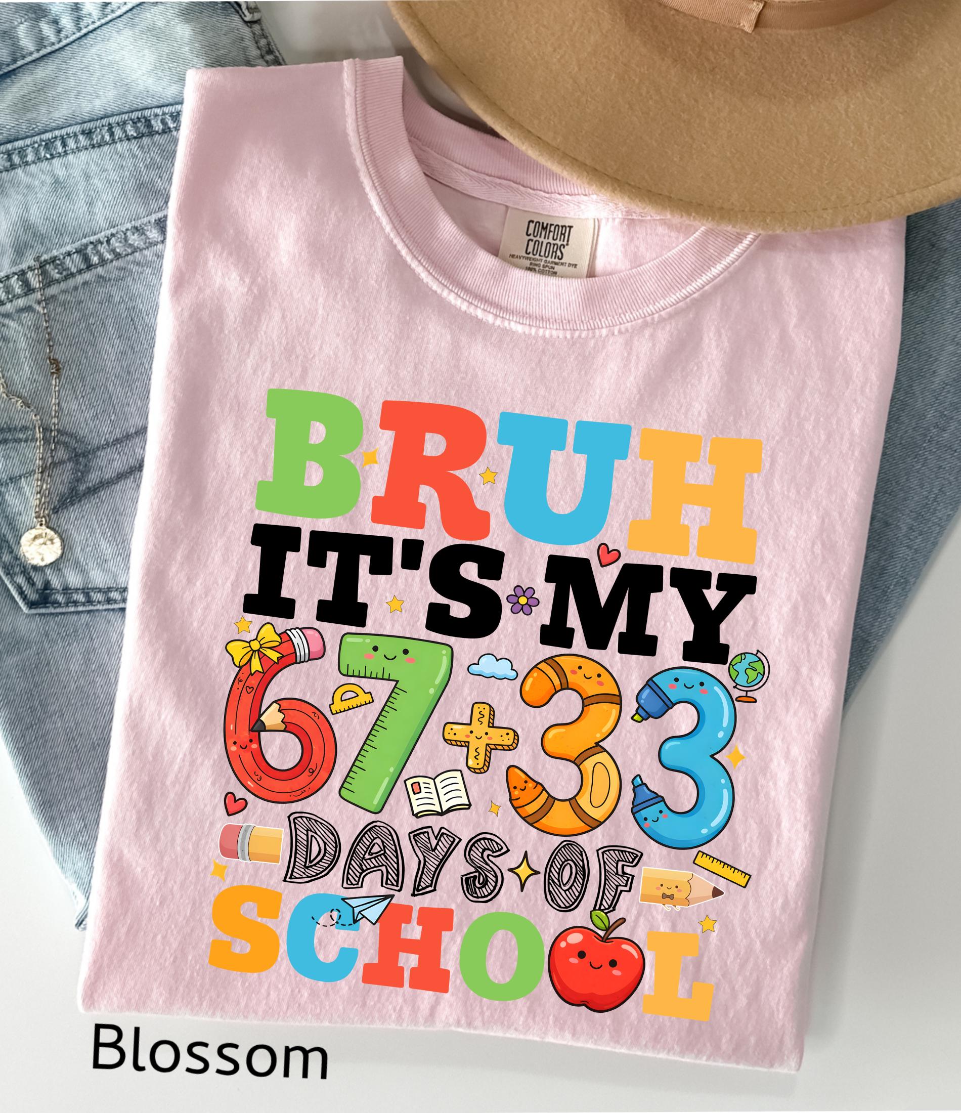 Comfort Colors© Bruh It's My 67+33 Days Of School Shirt, I Survived Classroom 100th Day Of School Shirt for Kids, Teacher Appreciation Gift