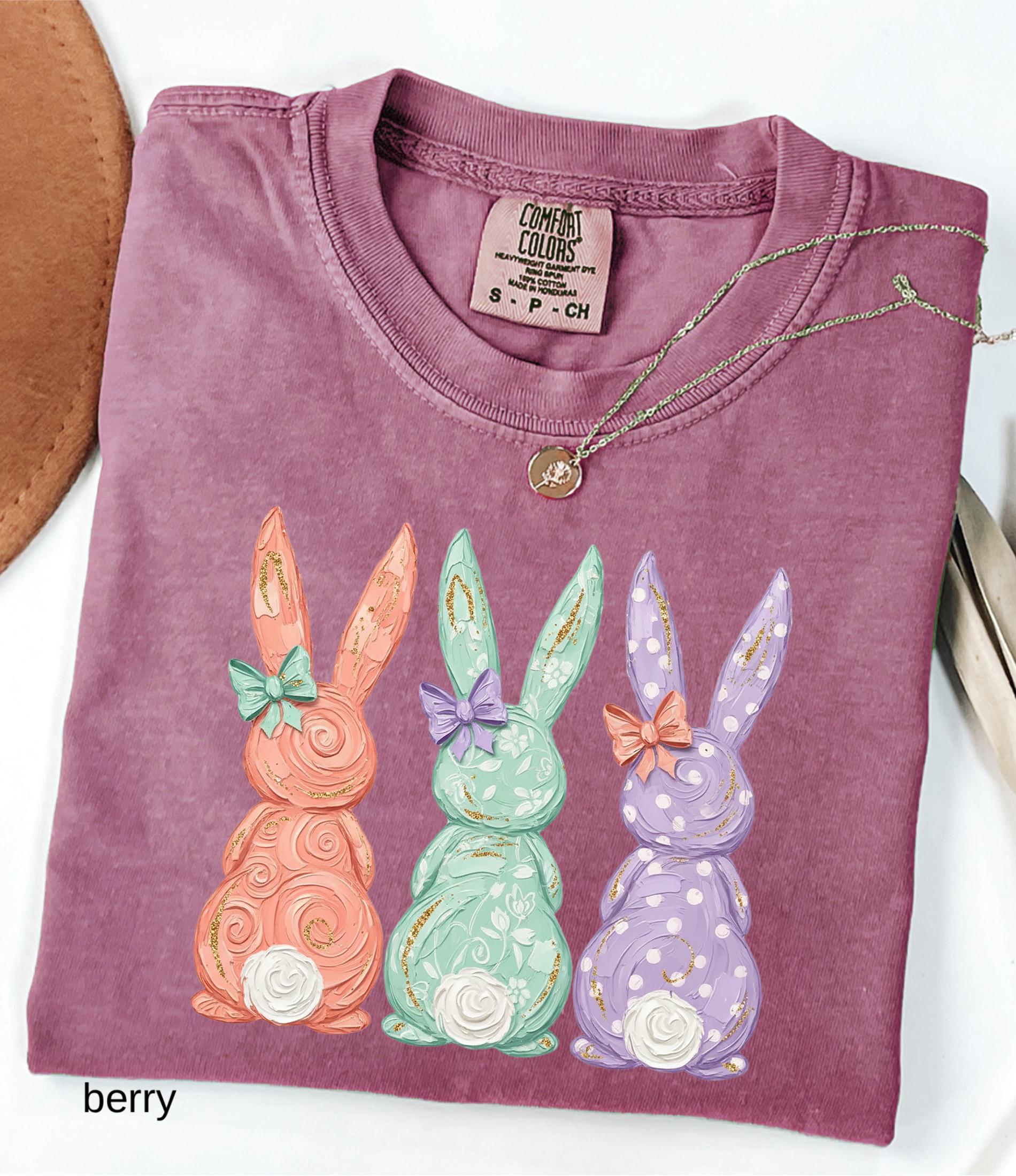 Comfort Colors© Retro Easter Bunny Shirt: Coquette Bow Spring Womens Easter Shirt, Happy Pastel Easter Mama Shirt