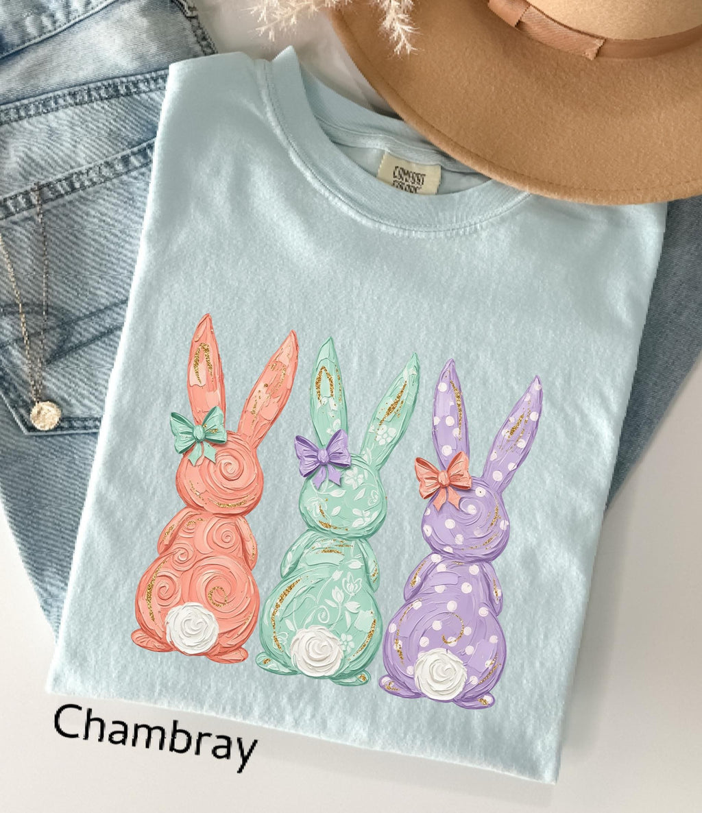 Comfort Colors© Retro Easter Bunny Shirt: Coquette Bow Spring Womens Easter Shirt, Happy Pastel Easter Mama Shirt