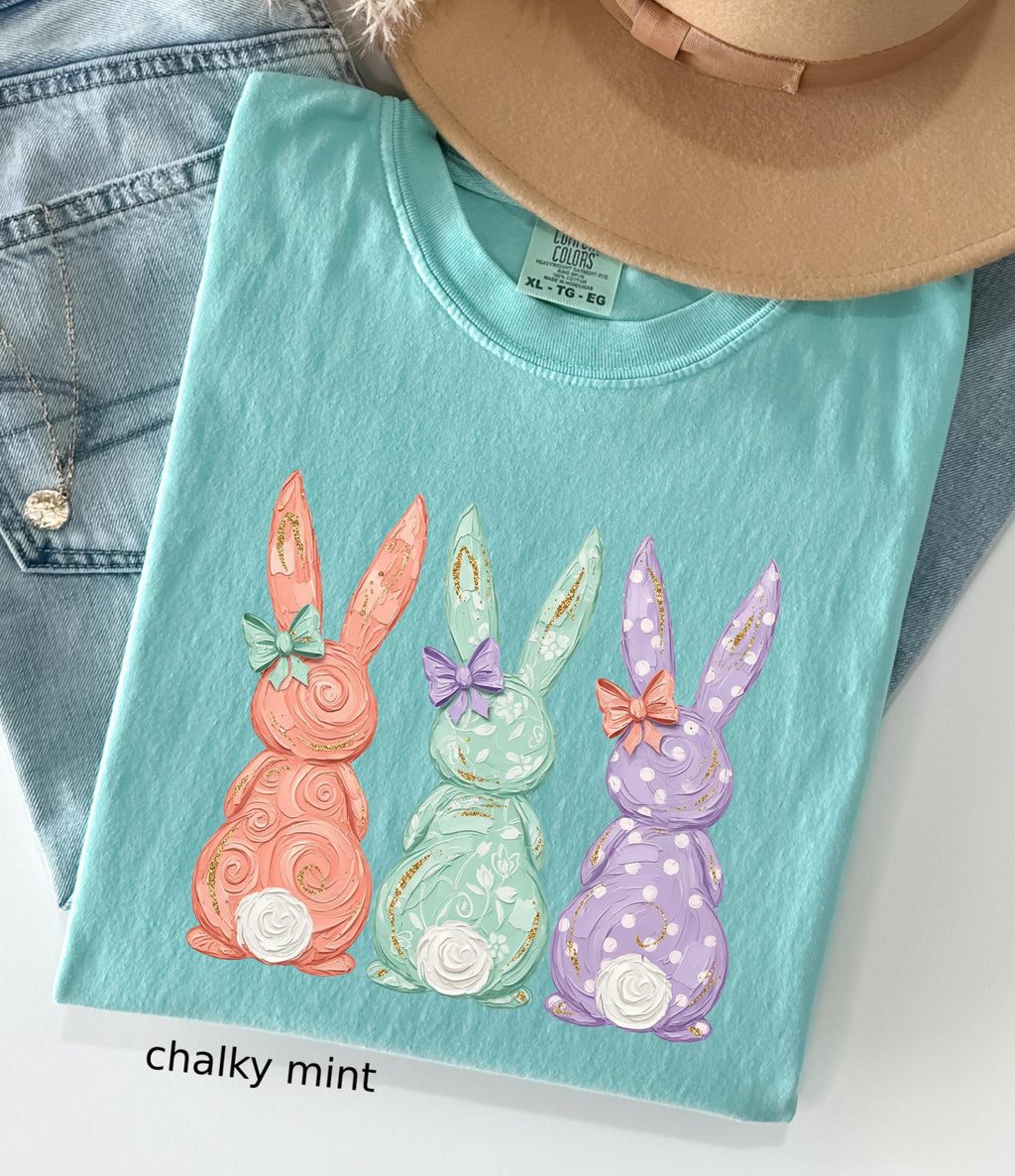 Comfort Colors© Retro Easter Bunny Shirt: Coquette Bow Spring Womens Easter Shirt, Happy Pastel Easter Mama Shirt