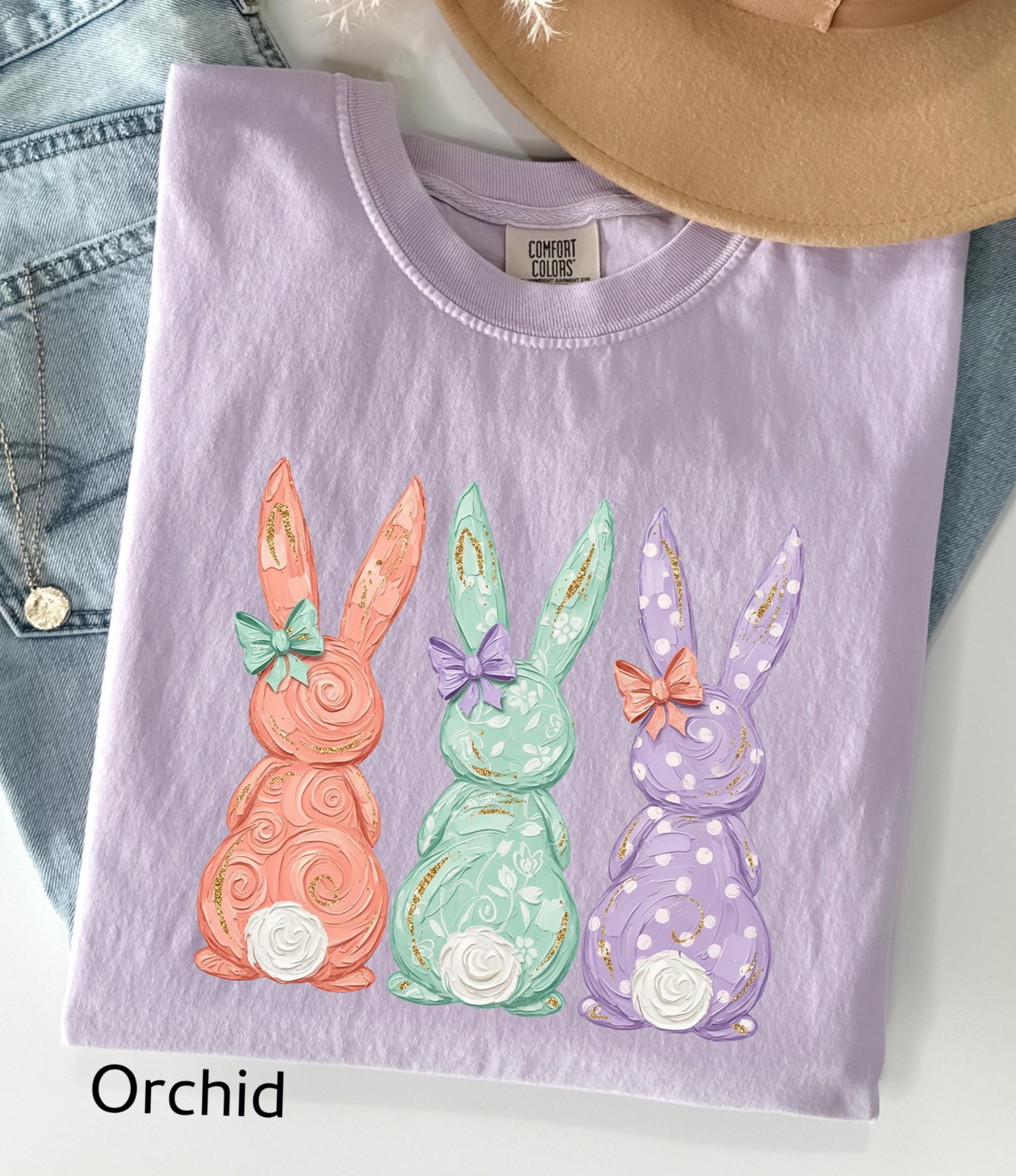 Comfort Colors© Retro Easter Bunny Shirt: Coquette Bow Spring Womens Easter Shirt, Happy Pastel Easter Mama Shirt