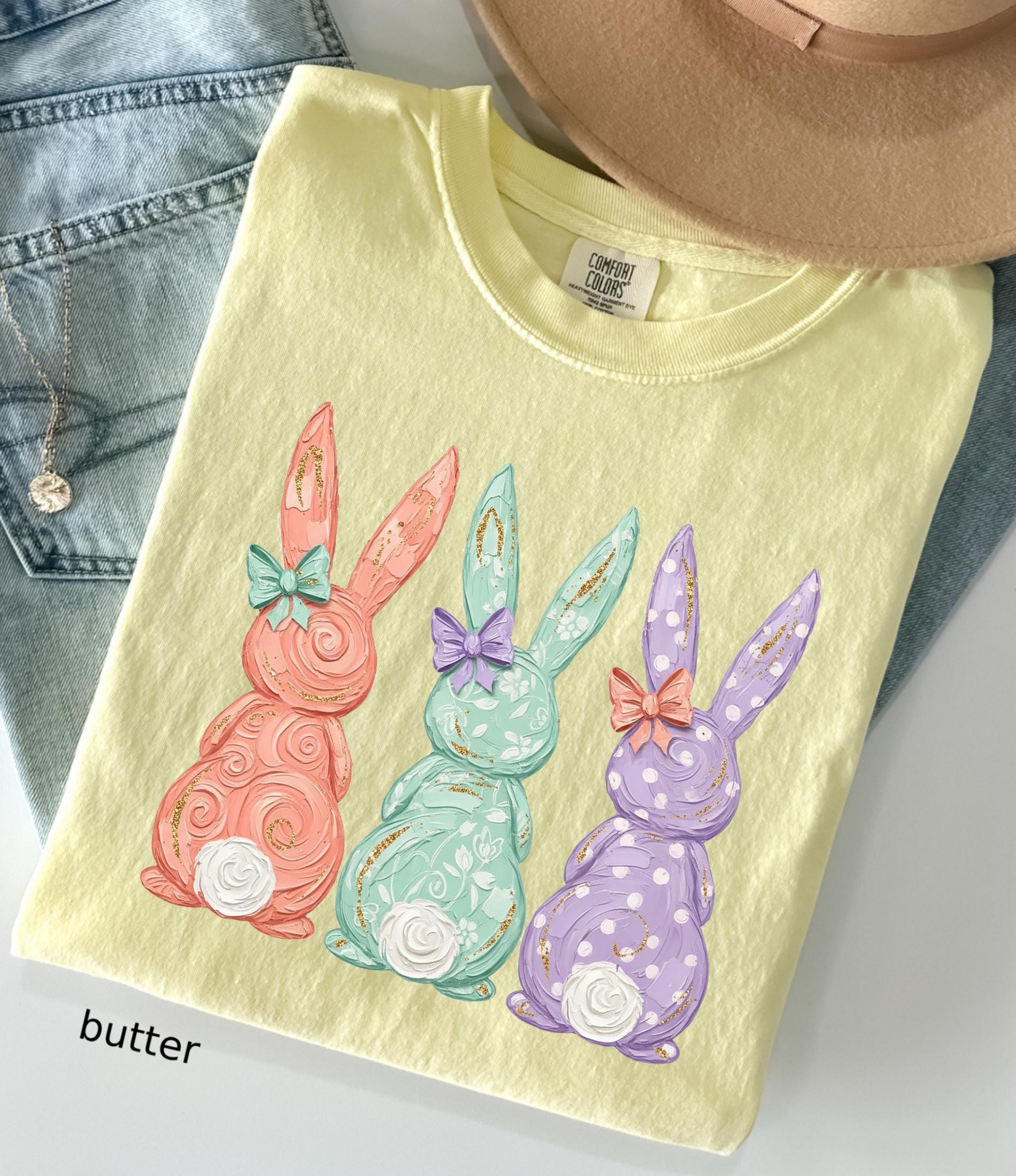 Comfort Colors© Retro Easter Bunny Shirt: Coquette Bow Spring Womens Easter Shirt, Happy Pastel Easter Mama Shirt
