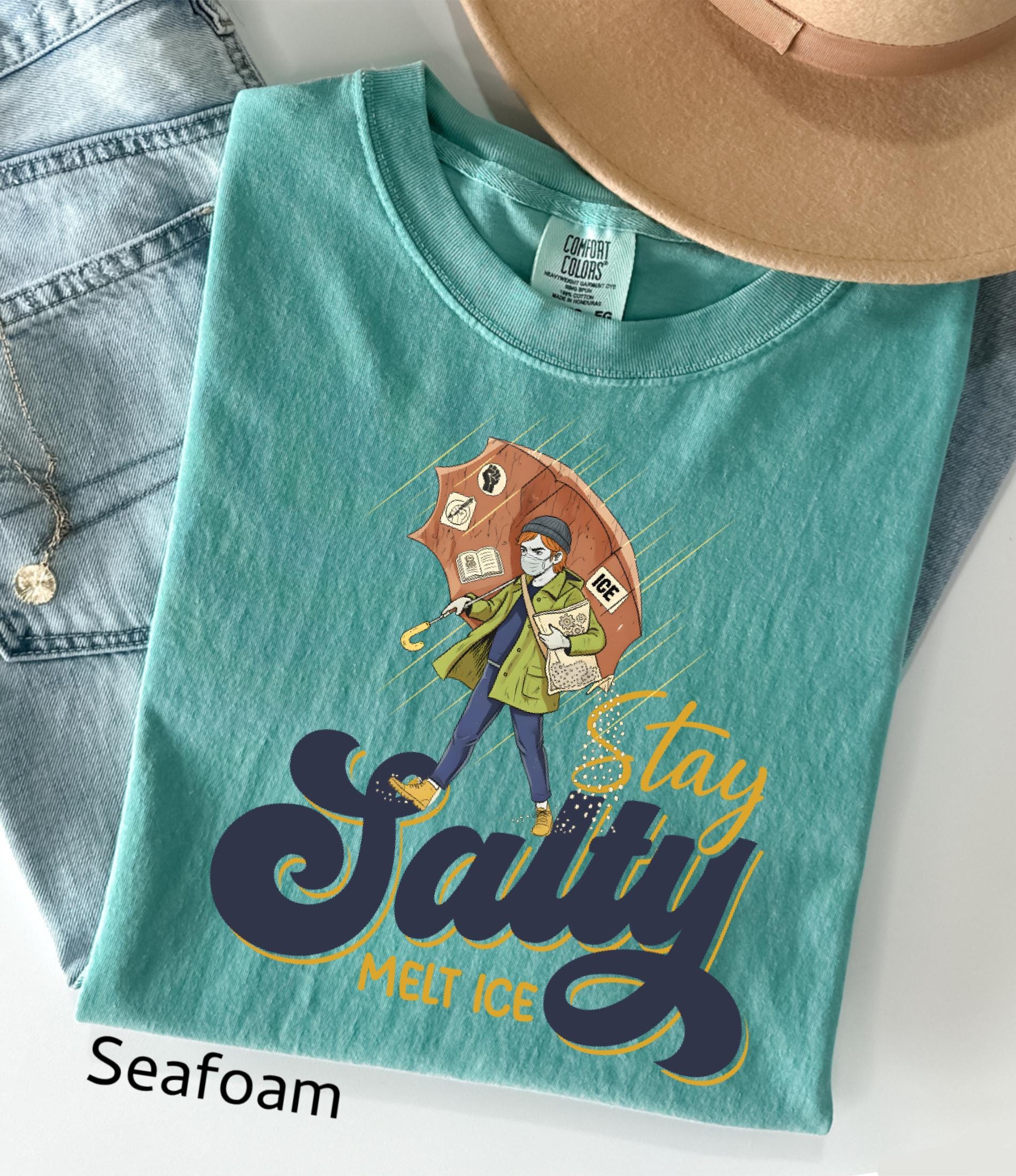 Subtle Anti Ice Stay Salty Protest Comfort Colors© Shirt: Liberal Democrat Shirt, Pro Immigration, Anti Trump Shirt, Keep Ice Out