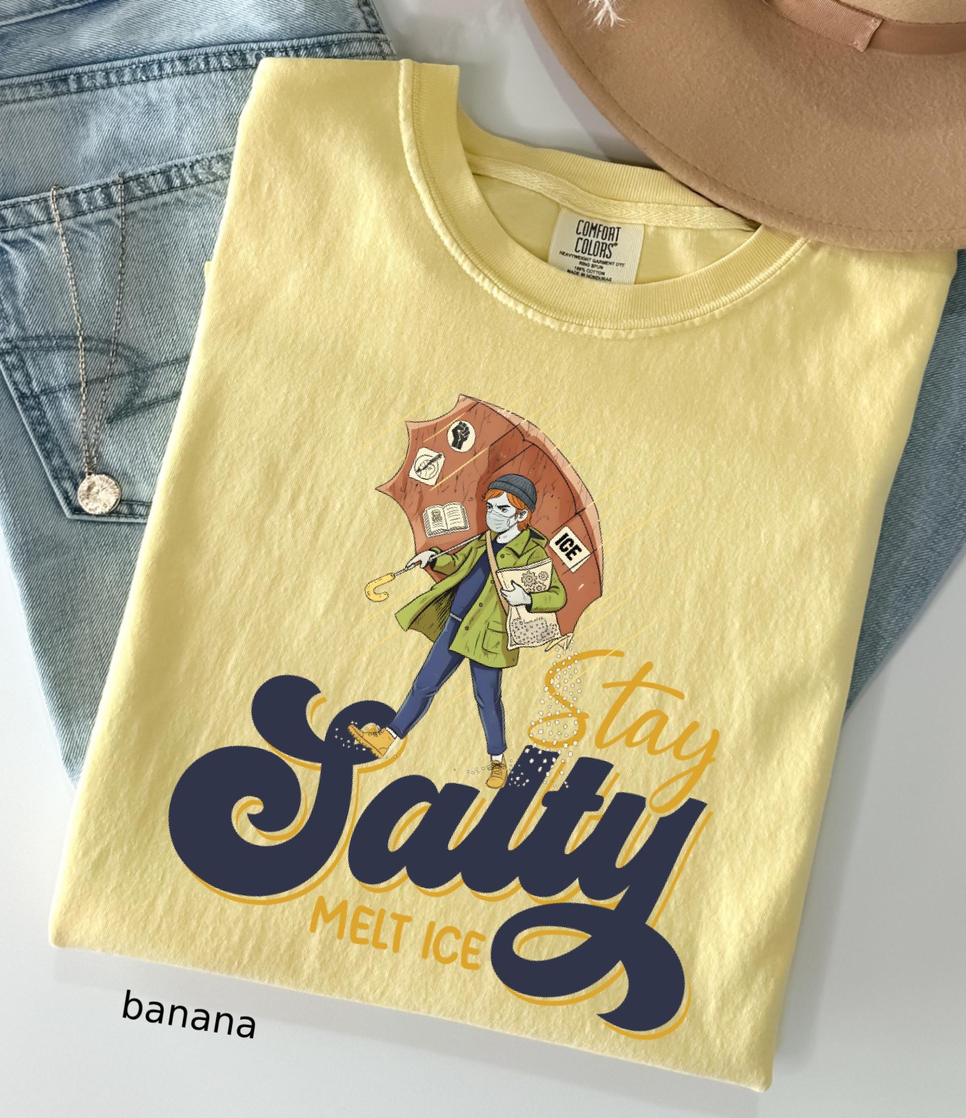 Subtle Anti Ice Stay Salty Protest Comfort Colors© Shirt: Liberal Democrat Shirt, Pro Immigration, Anti Trump Shirt, Keep Ice Out