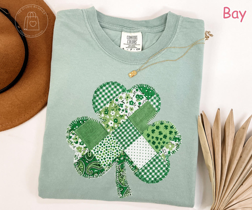 Comfort Colors® Shamrock Shirt, St Patricks Day Shirt, Patchwork Shamrock Shirt, Lucky Clover Tee, Women's Irish Shirt St Patrick's Day Gift
