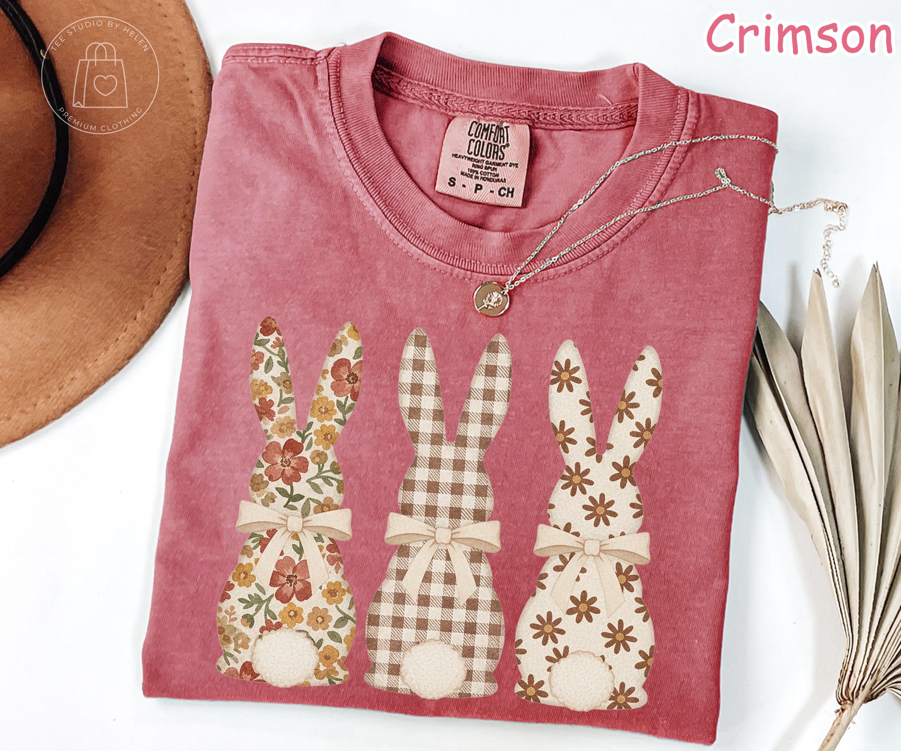 Comfort Colors Easter Bunny Shirt, Floral Gingham Tee