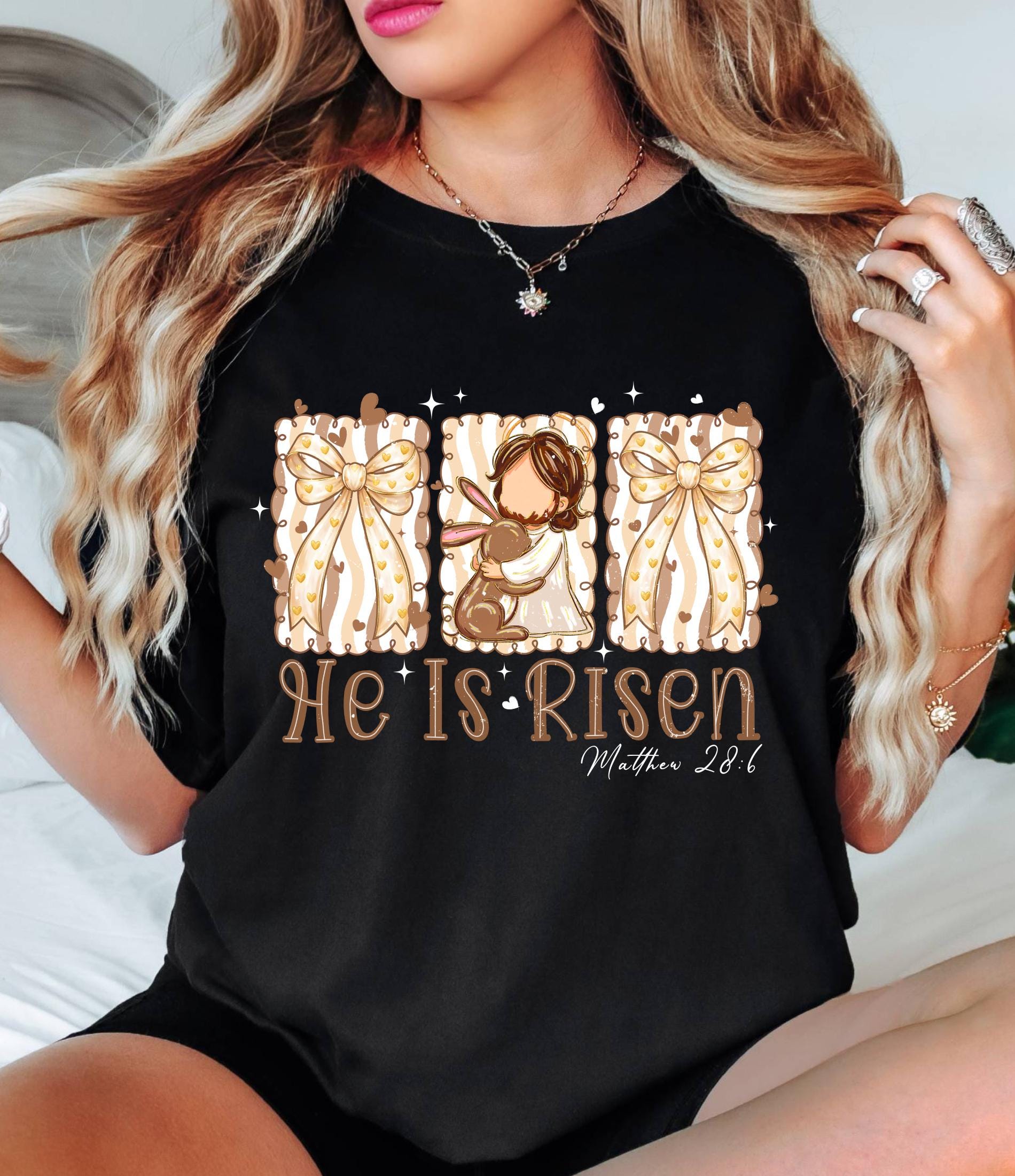 He Is Risen Comfort Colors Shirt, Easter Bible Verse Shirt, Christian Jesus Easter Tee, Brush Stroke Faith T-Shirt