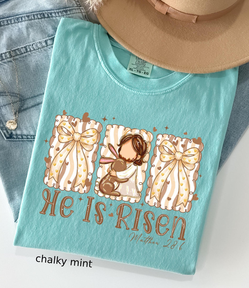 He Is Risen Comfort Colors Shirt, Easter Bible Verse Shirt, Christian Jesus Easter Tee, Brush Stroke Faith T-Shirt