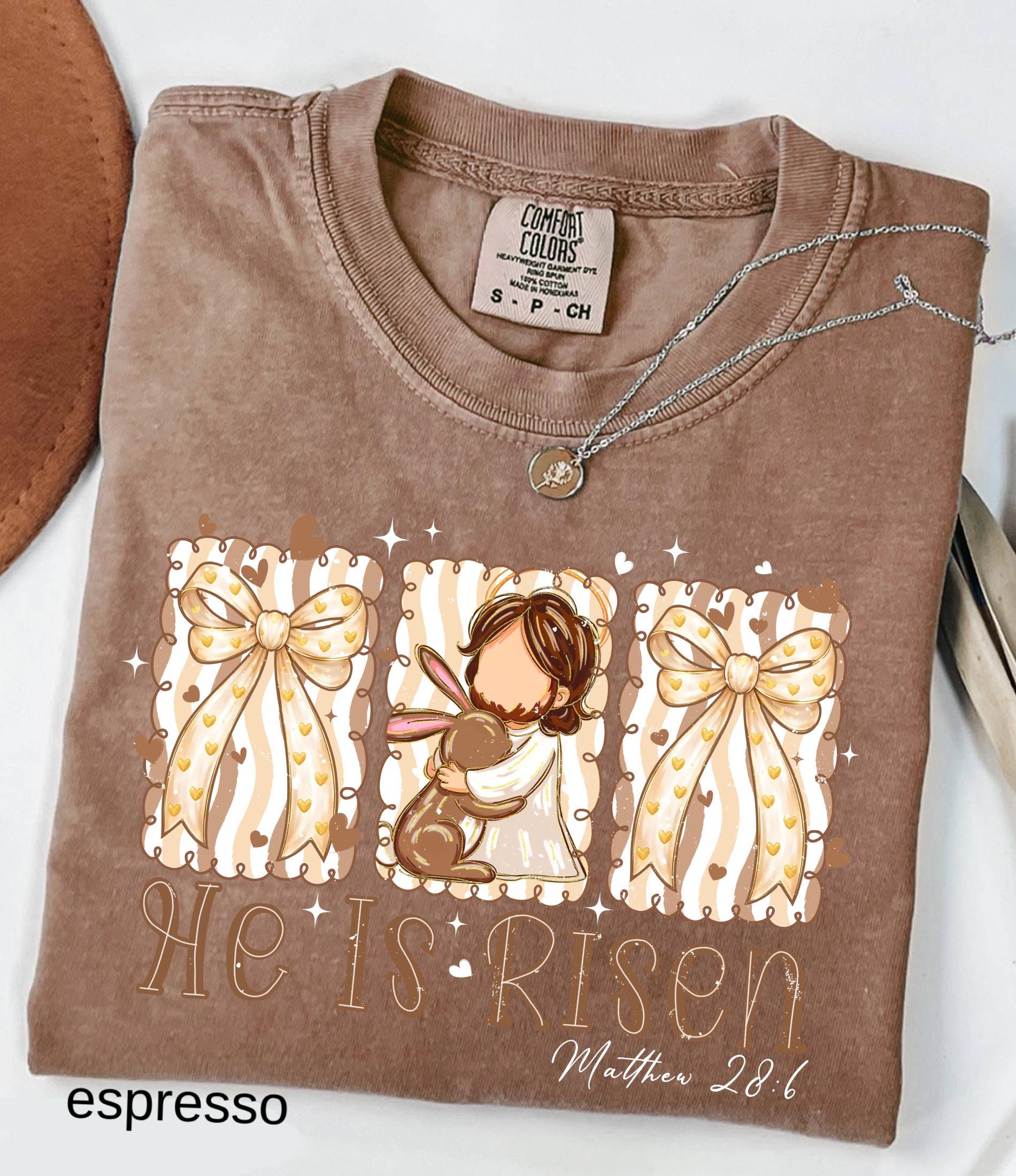 He Is Risen Comfort Colors Shirt, Easter Bible Verse Shirt, Christian Jesus Easter Tee, Brush Stroke Faith T-Shirt