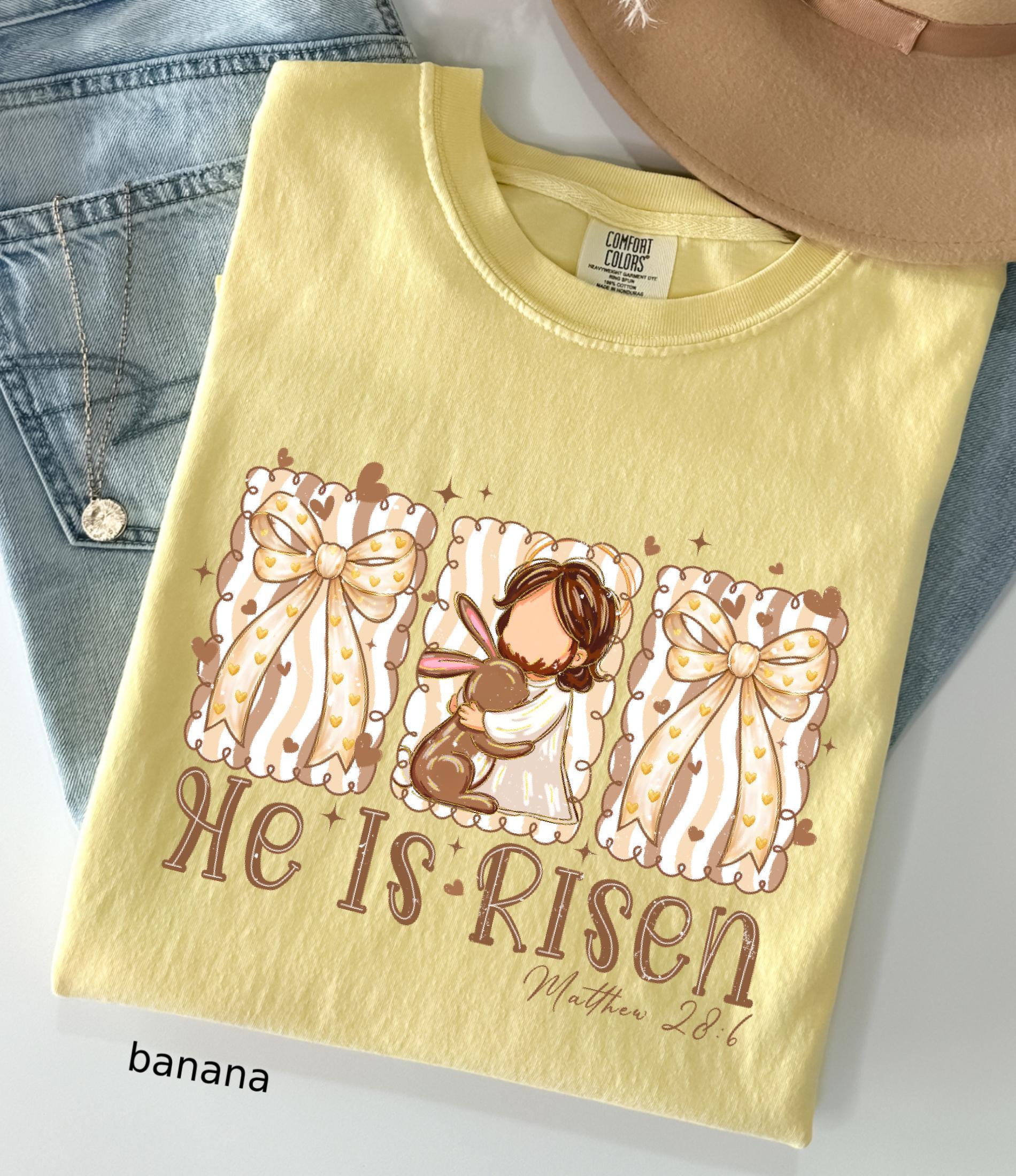 He Is Risen Comfort Colors Shirt, Easter Bible Verse Shirt, Christian Jesus Easter Tee, Brush Stroke Faith T-Shirt