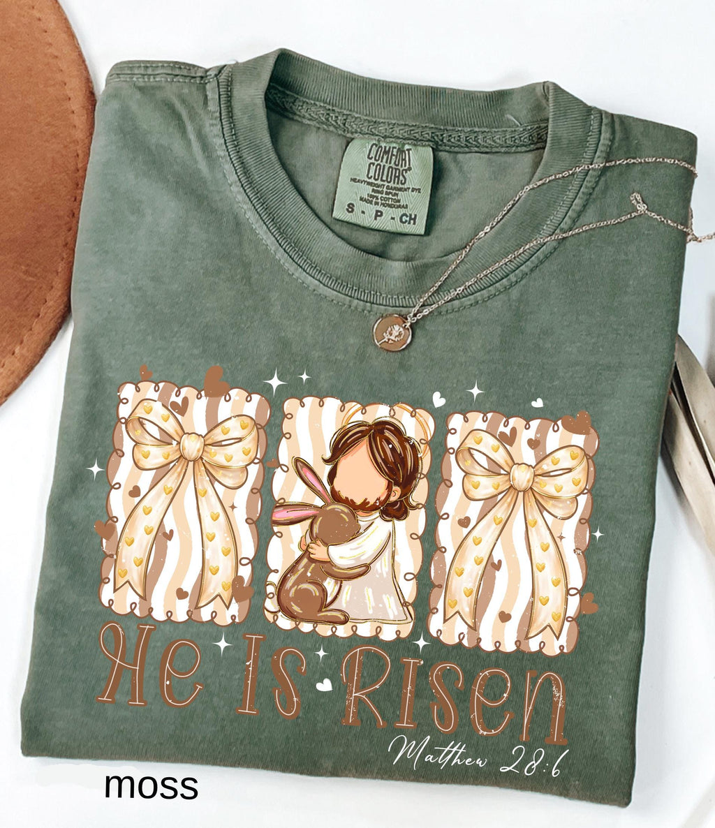 He Is Risen Comfort Colors Shirt, Easter Bible Verse Shirt, Christian Jesus Easter Tee, Brush Stroke Faith T-Shirt