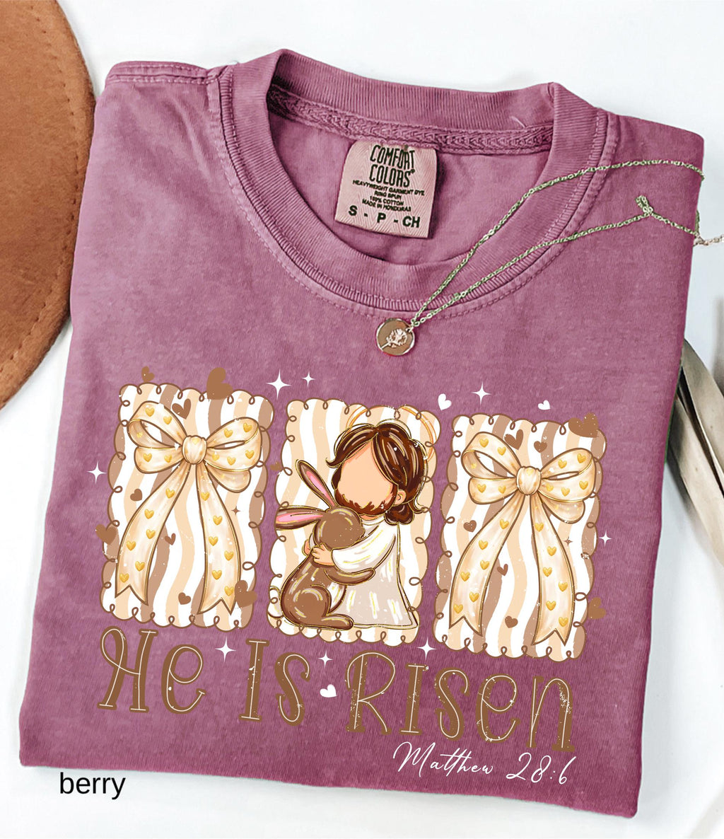 He Is Risen Comfort Colors Shirt, Easter Bible Verse Shirt, Christian Jesus Easter Tee, Brush Stroke Faith T-Shirt