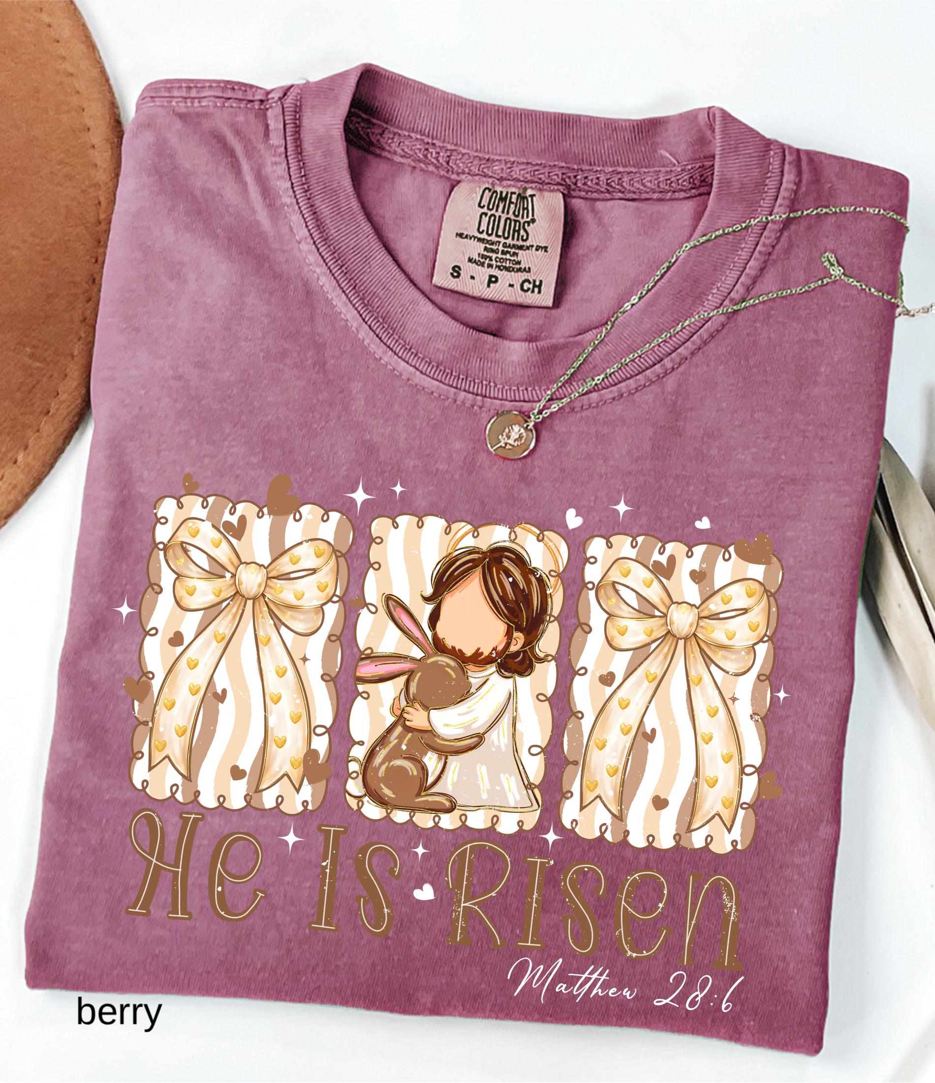 He Is Risen Comfort Colors Shirt, Easter Bible Verse Shirt, Christian Jesus Easter Tee, Brush Stroke Faith T-Shirt