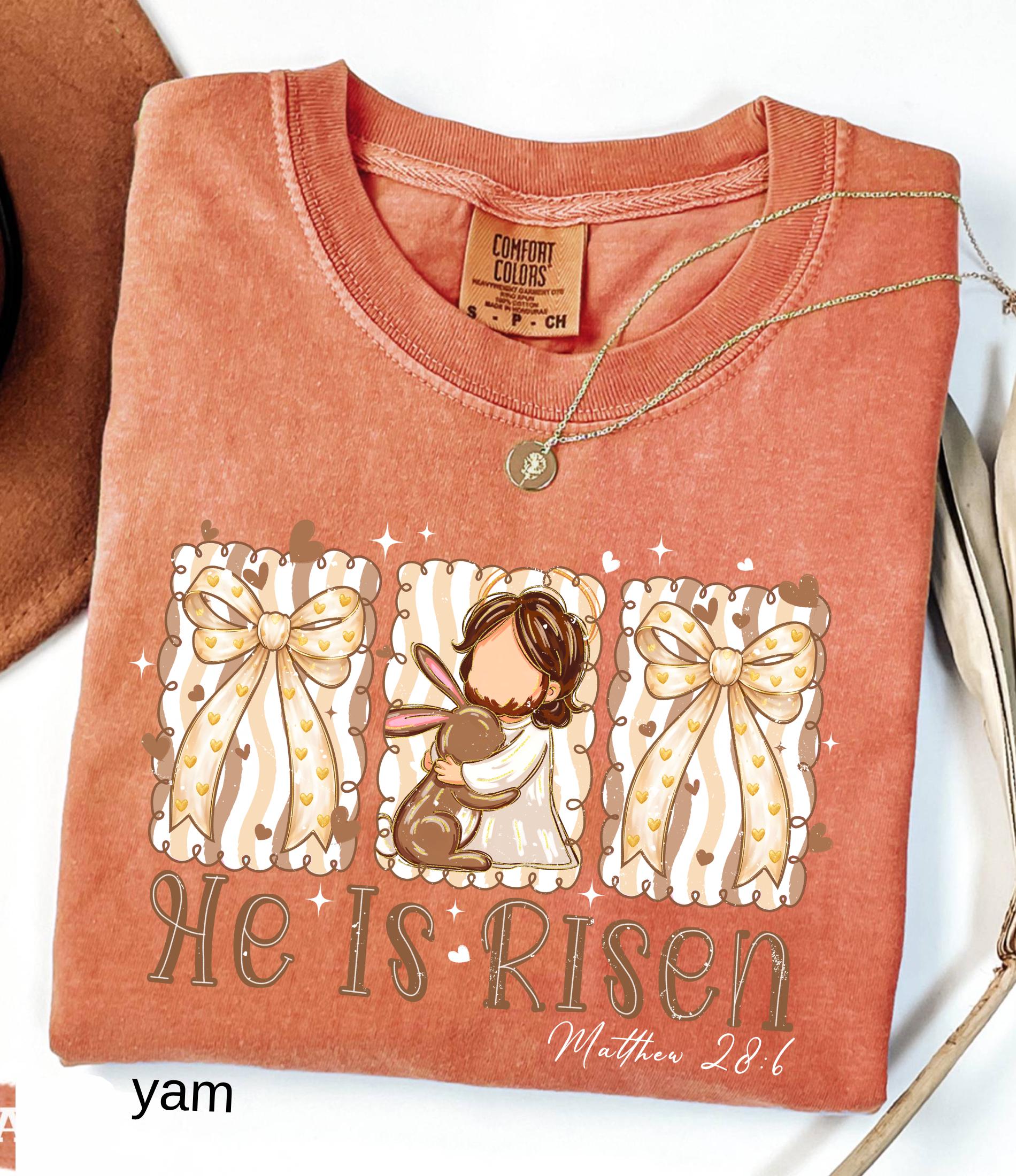 He Is Risen Comfort Colors Shirt, Easter Bible Verse Shirt, Christian Jesus Easter Tee, Brush Stroke Faith T-Shirt