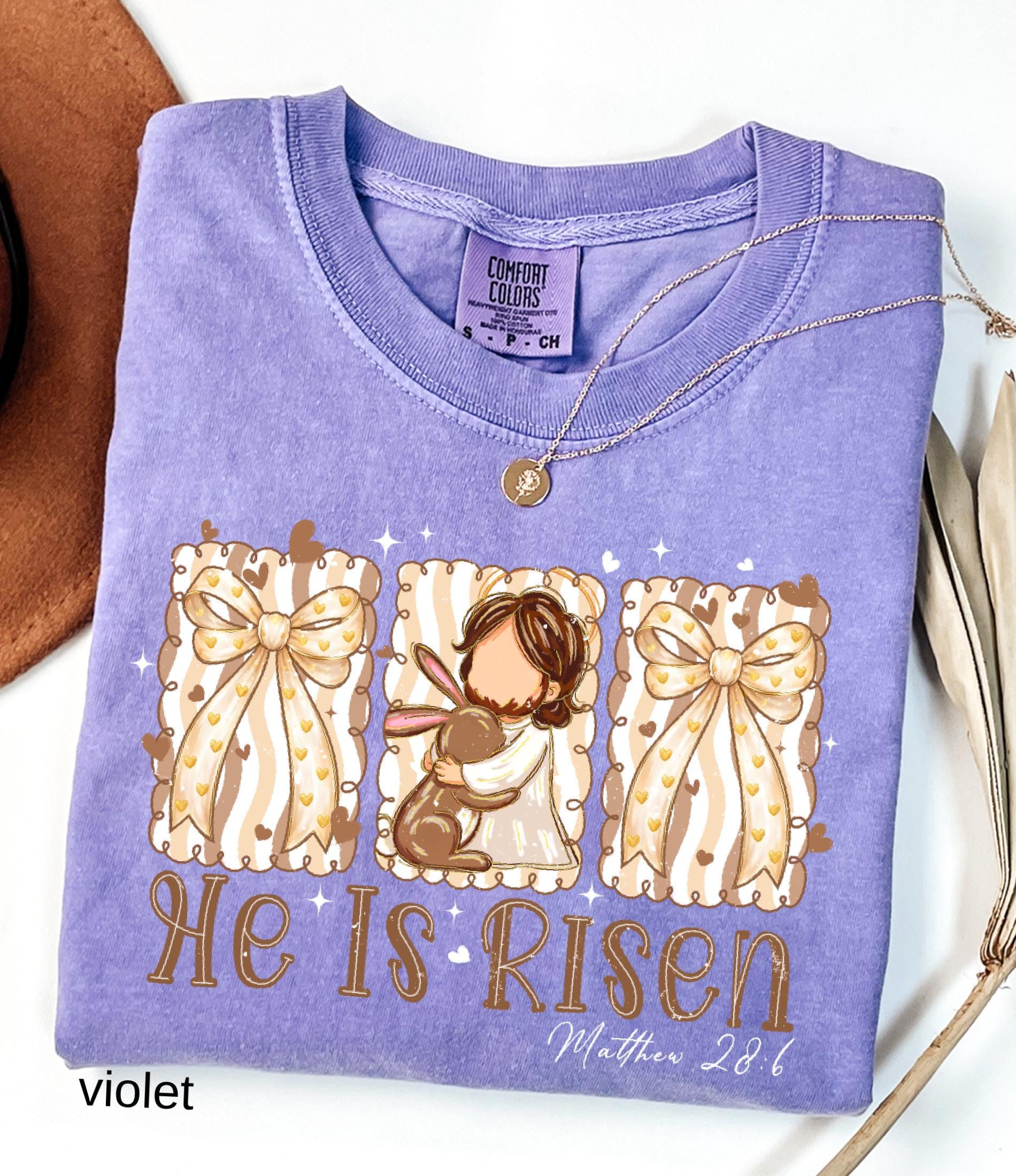 He Is Risen Comfort Colors Shirt, Easter Bible Verse Shirt, Christian Jesus Easter Tee, Brush Stroke Faith T-Shirt