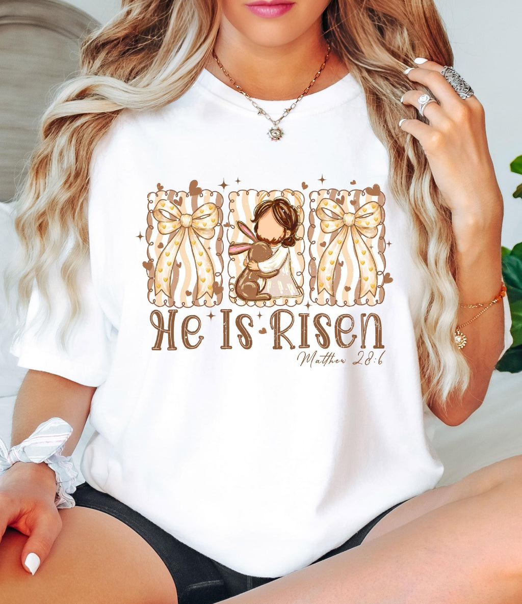 He Is Risen Comfort Colors Shirt, Easter Bible Verse Shirt, Christian Jesus Easter Tee, Brush Stroke Faith T-Shirt