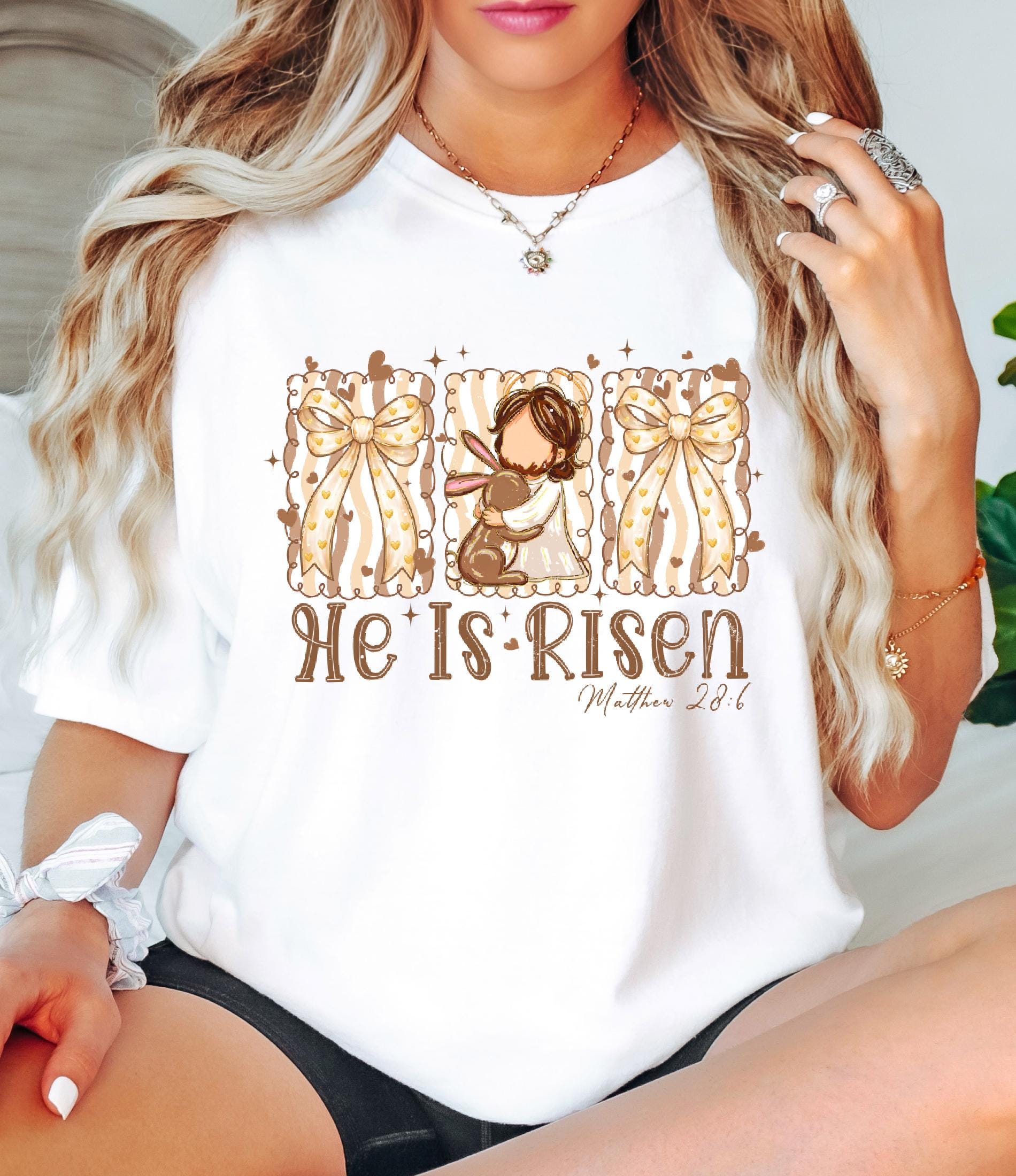 He Is Risen Comfort Colors Shirt, Easter Bible Verse Shirt, Christian Jesus Easter Tee, Brush Stroke Faith T-Shirt