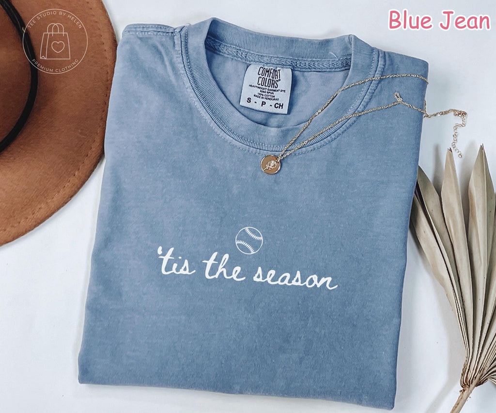 Comfort Colors® Tis The Season Baseball Shirt, Baseball Game Day Shirt, Baseball Mom Shirt, Womens Baseball Graphic Tee, Sports Mom Gift