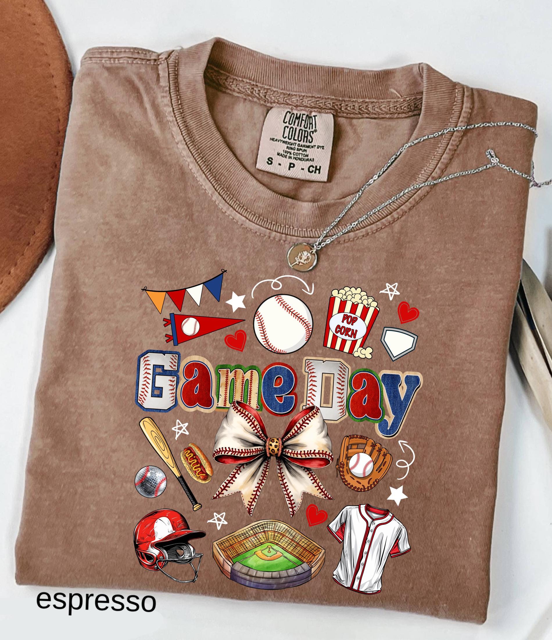 Game Day Baseball Bow Comfort Colors© Shirt: Ballpark Mama Shirt, Sport Game Day Mom Shirt, Baseball Season Tee, Baseball Lover Gift