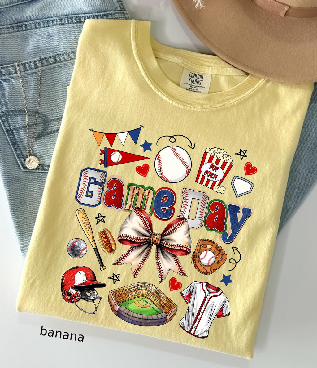 Game Day Baseball Bow Comfort Colors© Shirt: Ballpark Mama Shirt, Sport Game Day Mom Shirt, Baseball Season Tee, Baseball Lover Gift