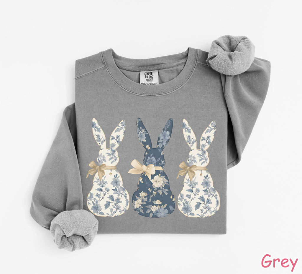 Comfort Colors® Floral Bunny Sweatshirt, Coquette Bow Easter Sweatshirt, Womens Easter Shirt, Easter Crewneck, Rabbit Sweater, Easter Gift