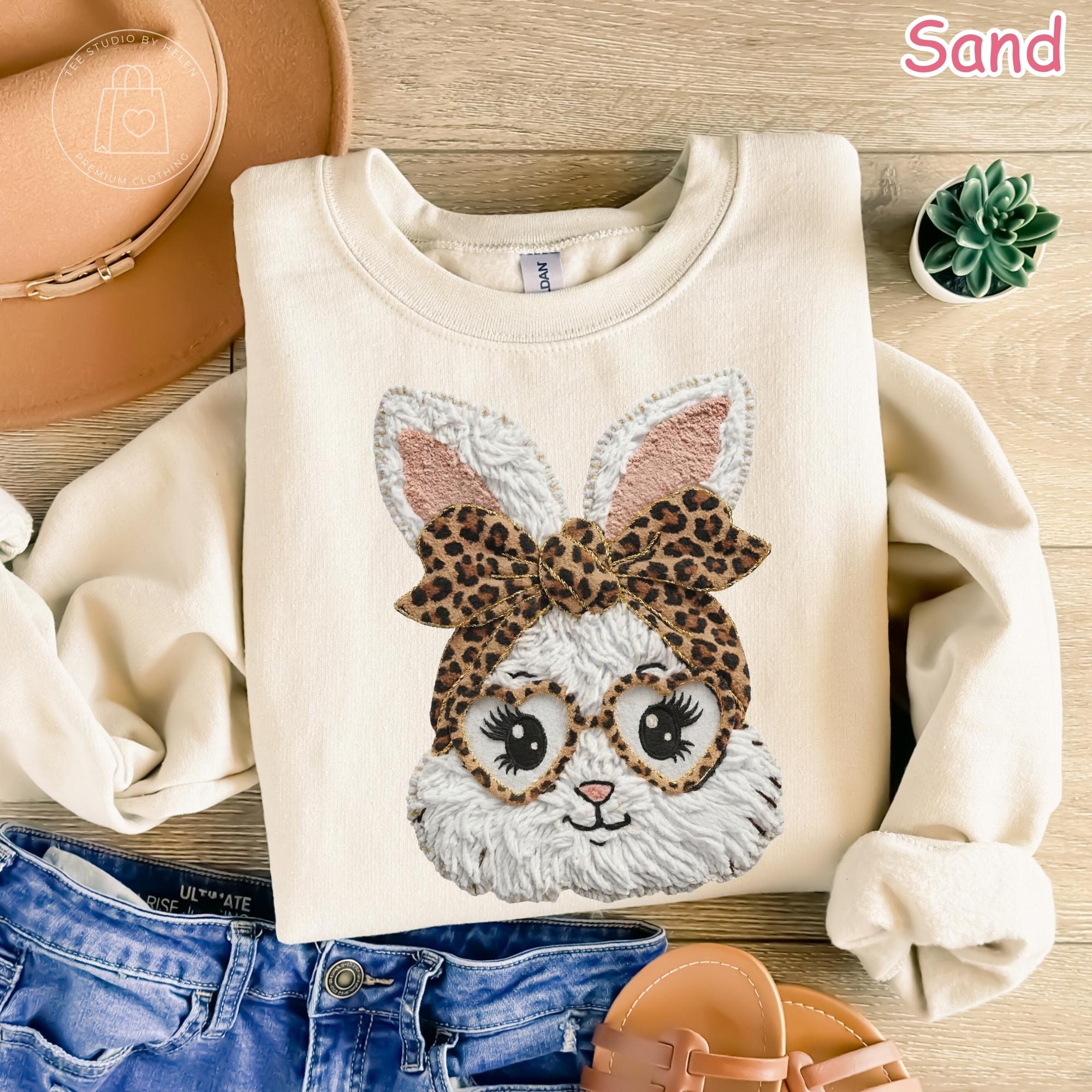 Leopard Bunny Sweatshirt, Coquette Bow Easter Sweatshirt, Girly Easter Shirt, Rabbit Sweatshirt, Womens Easter Shirt, Cute Easter Gift