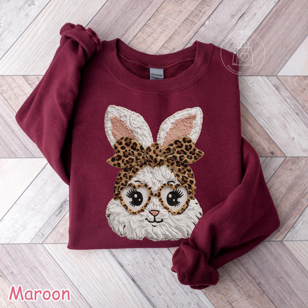 Leopard Bunny Sweatshirt, Easter Bunny Sweatshirt, Coquette Bow Easter Shirt, Womens Easter Crewneck, Trendy Easter Sweater, Easter Gift