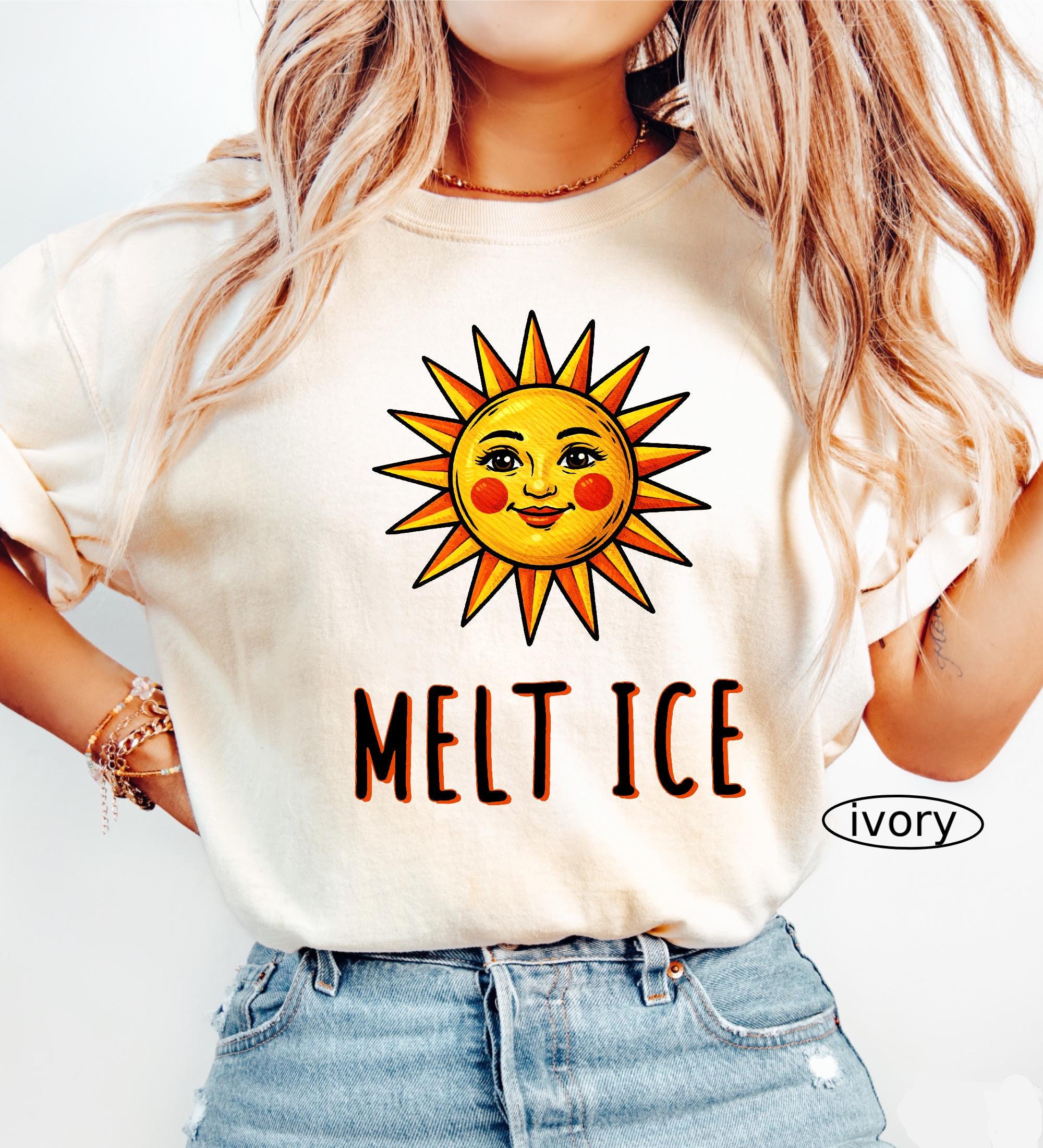 Funny Melt ICE Comfort Colors© Shirt, Abolish ICE T-Shirt, Feminist Social Justice, Pro Immigration, Activist Sun Melting Ice