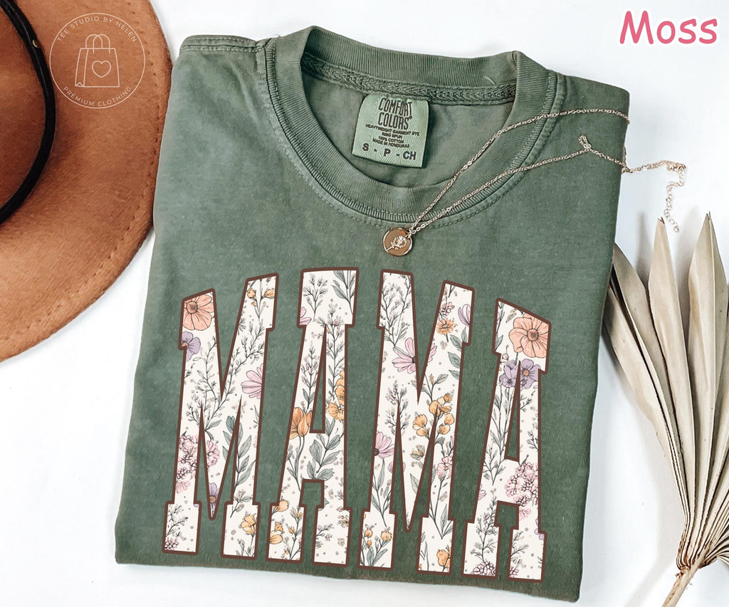 Comfort Colors® Mama Shirt, Floral Mama Shirt, Mothers Day Gift, Retro Mom Tee,  New Mom Gift, Trendy Mama T-Shirt, Shirt for Women