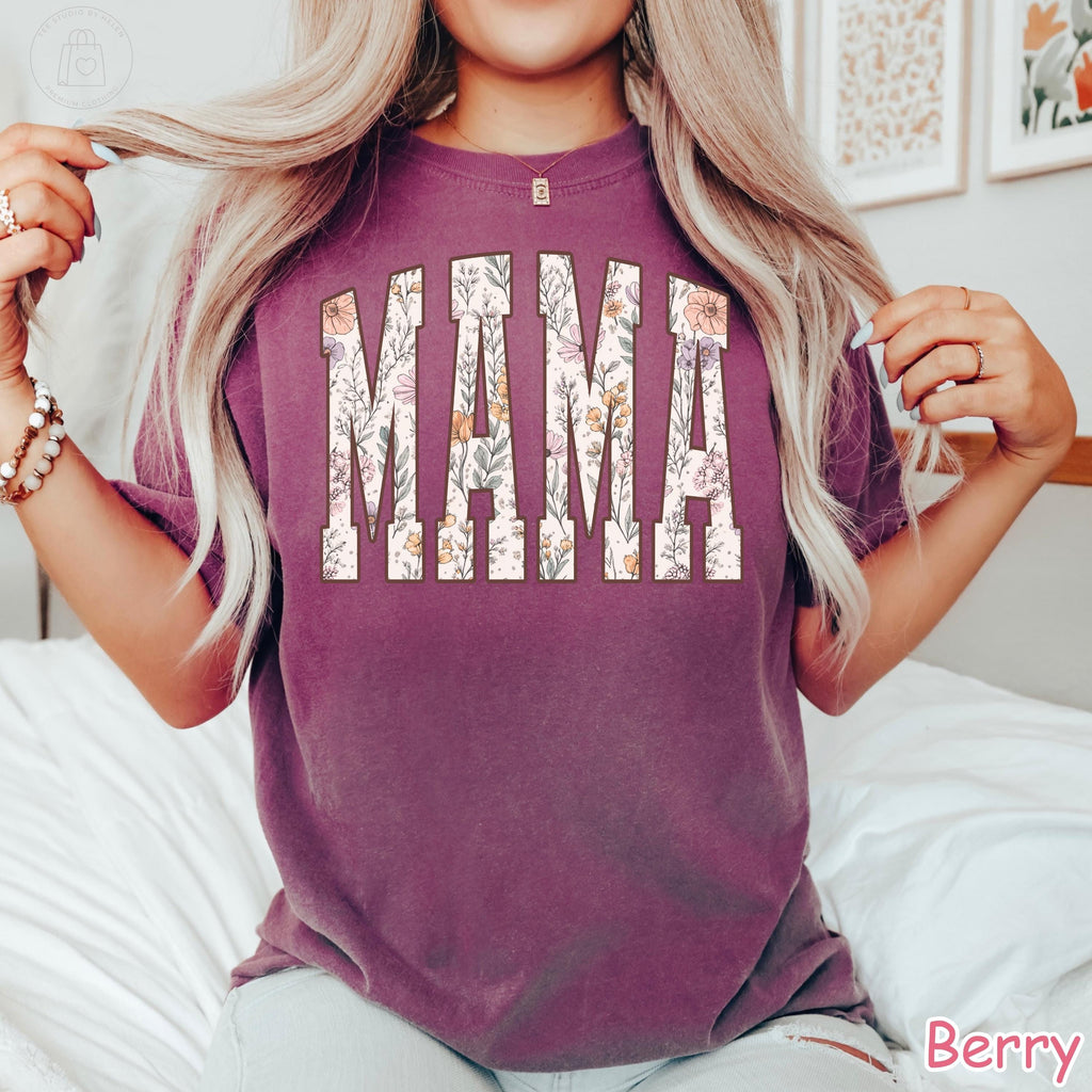 Comfort Colors® Mama Shirt, Floral Mama Shirt, Mothers Day Gift, Retro Mom Tee,  New Mom Gift, Trendy Mama T-Shirt, Shirt for Women