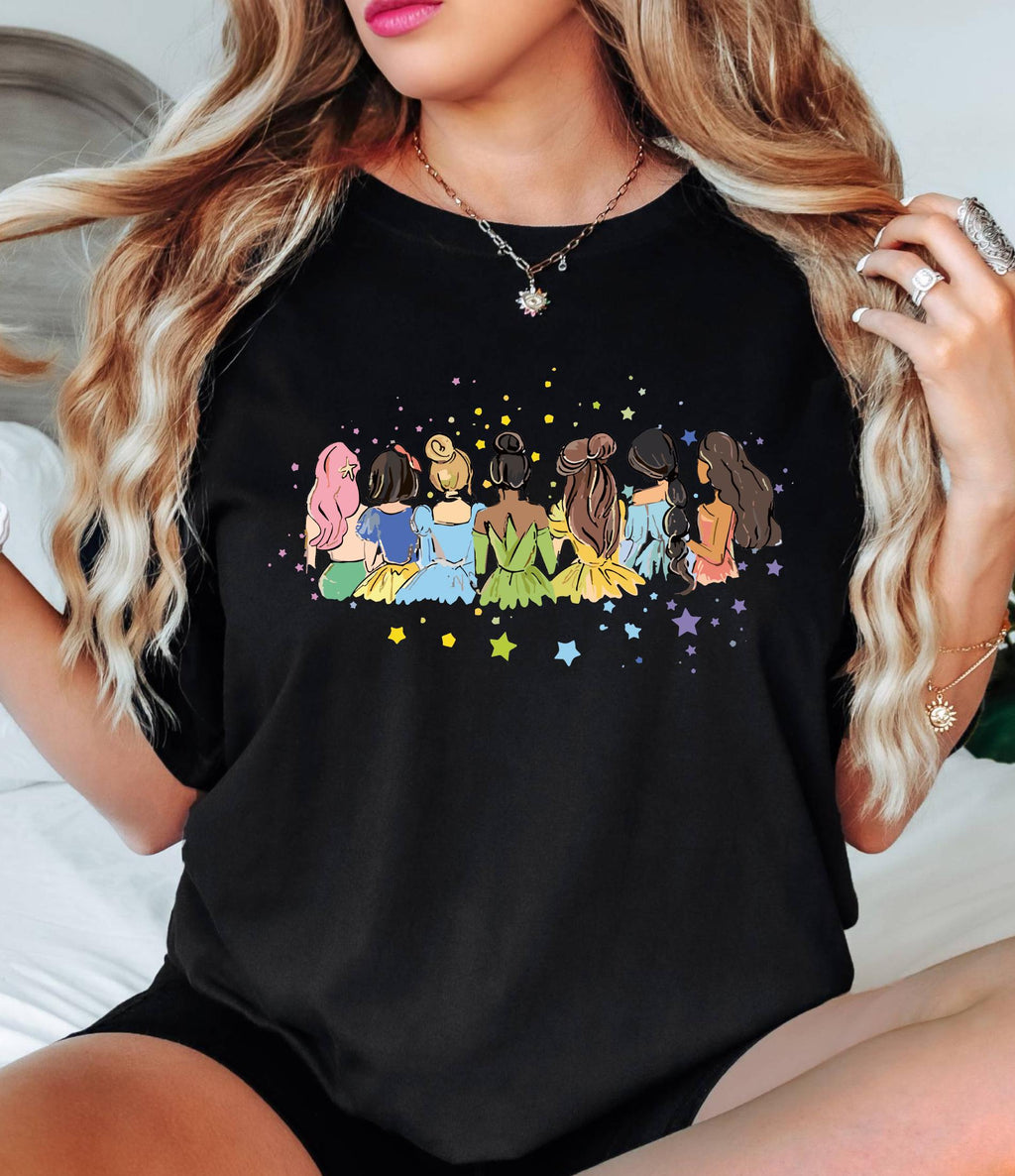 Retro Disney Princess Comfort Colors© Shirt: Watercolor Princess Tee, Disneyland Girly Trip Gift