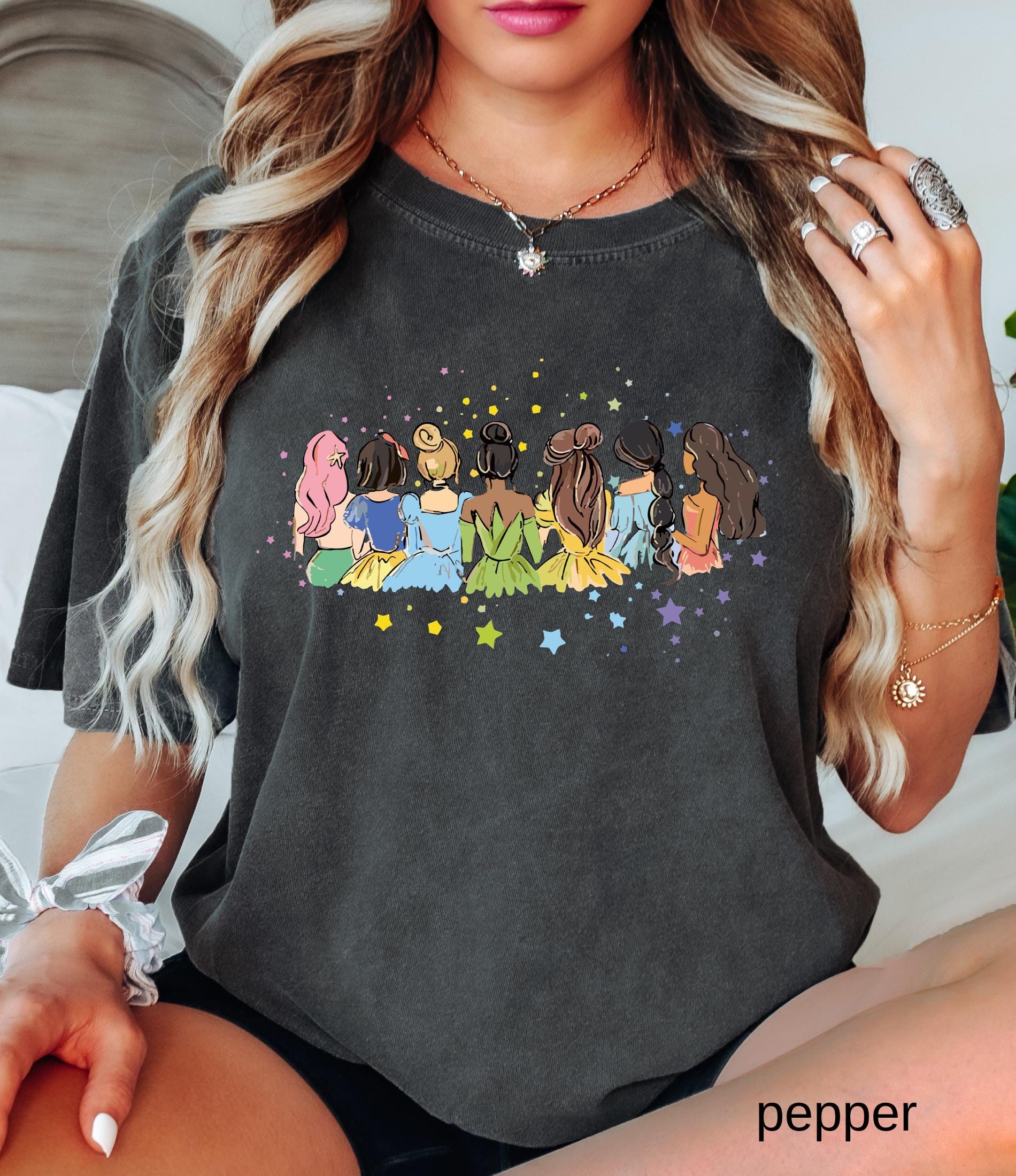 Retro Disney Princess Comfort Colors© Shirt: Watercolor Princess Tee, Disneyland Girly Trip Gift