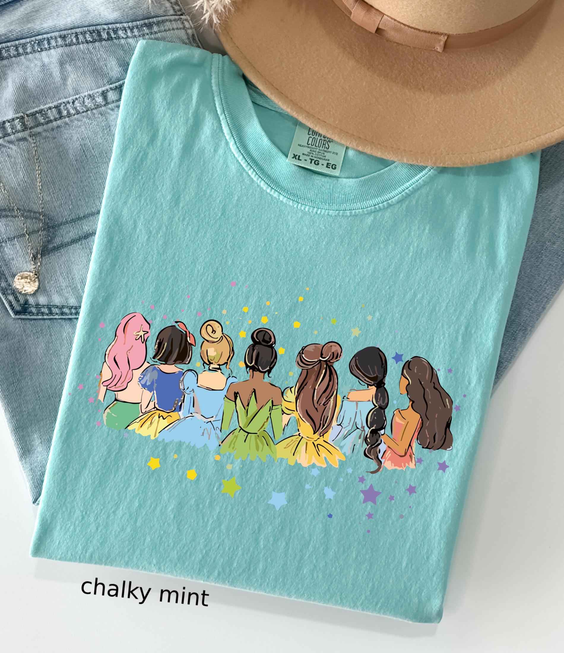 Retro Disney Princess Comfort Colors© Shirt: Watercolor Princess Tee, Disneyland Girly Trip Gift