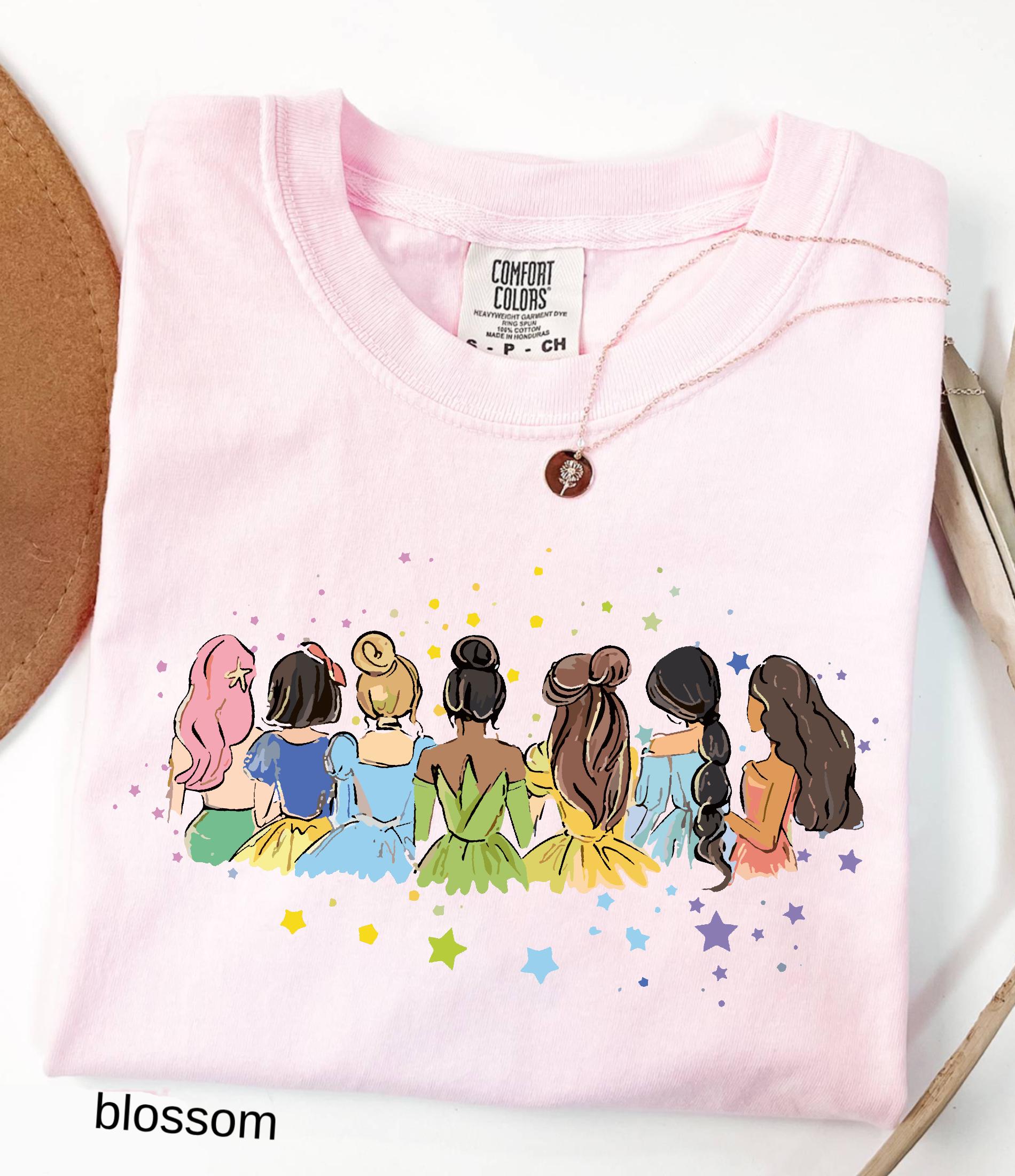 Retro Disney Princess Comfort Colors© Shirt: Watercolor Princess Tee, Disneyland Girly Trip Gift