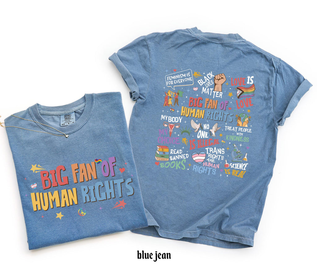 Big Fan Of Human Rights Shirt, Comfort Colors Equality T-Shirt, Social Justice Gift For Activist, Protest Anti Trump Rainbow LGBT Tee