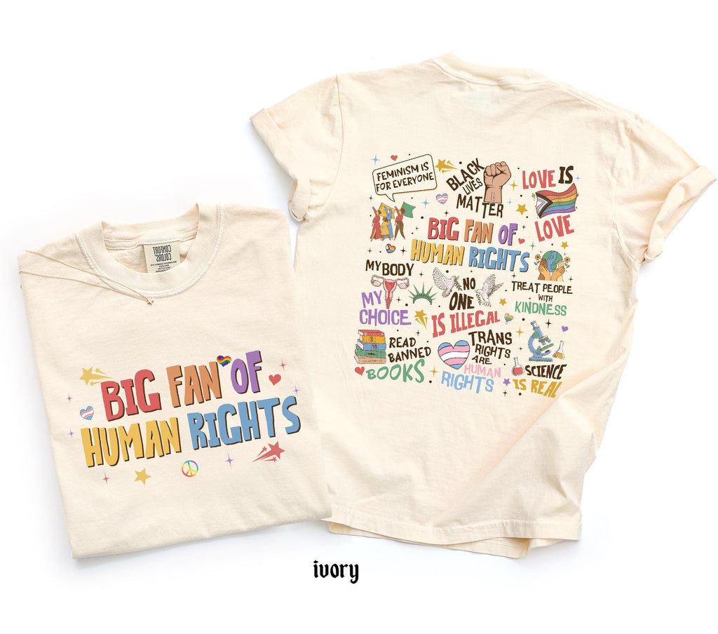 Big Fan Of Human Rights Shirt, Comfort Colors Equality T-Shirt, Social Justice Gift For Activist, Protest Anti Trump Rainbow LGBT Tee