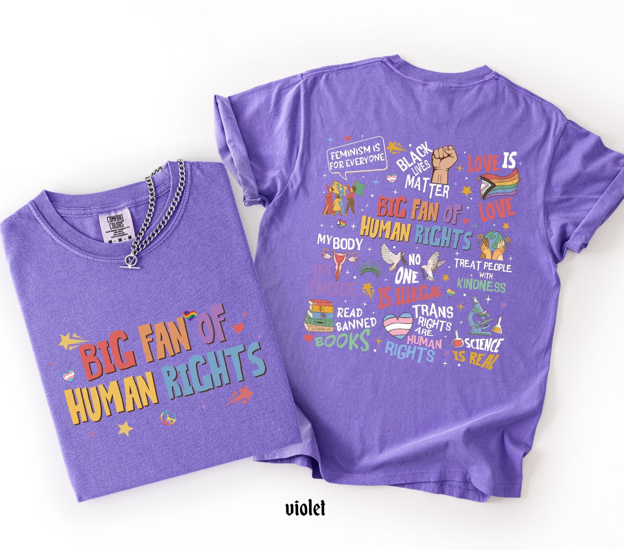 Big Fan Of Human Rights Shirt, Comfort Colors Equality T-Shirt, Social Justice Gift For Activist, Protest Anti Trump Rainbow LGBT Tee