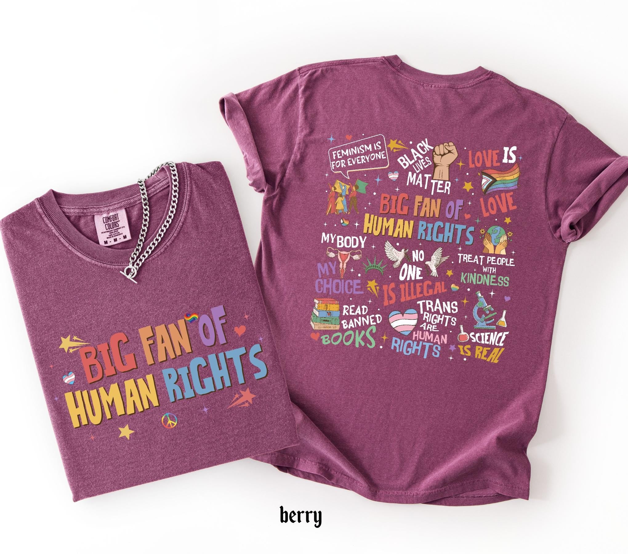 Big Fan Of Human Rights Shirt, Comfort Colors Equality T-Shirt, Social Justice Gift For Activist, Protest Anti Trump Rainbow LGBT Tee