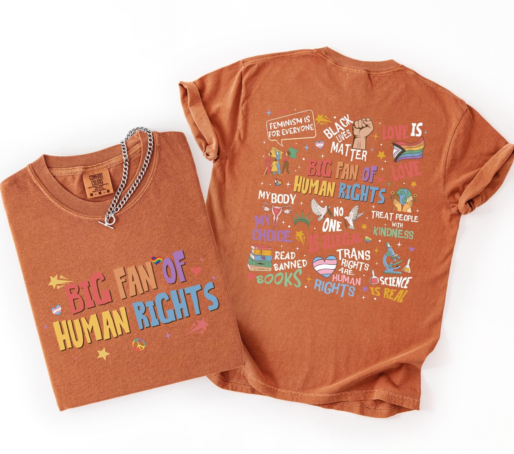 Big Fan Of Human Rights Shirt, Comfort Colors Equality T-Shirt, Social Justice Gift For Activist, Protest Anti Trump Rainbow LGBT Tee