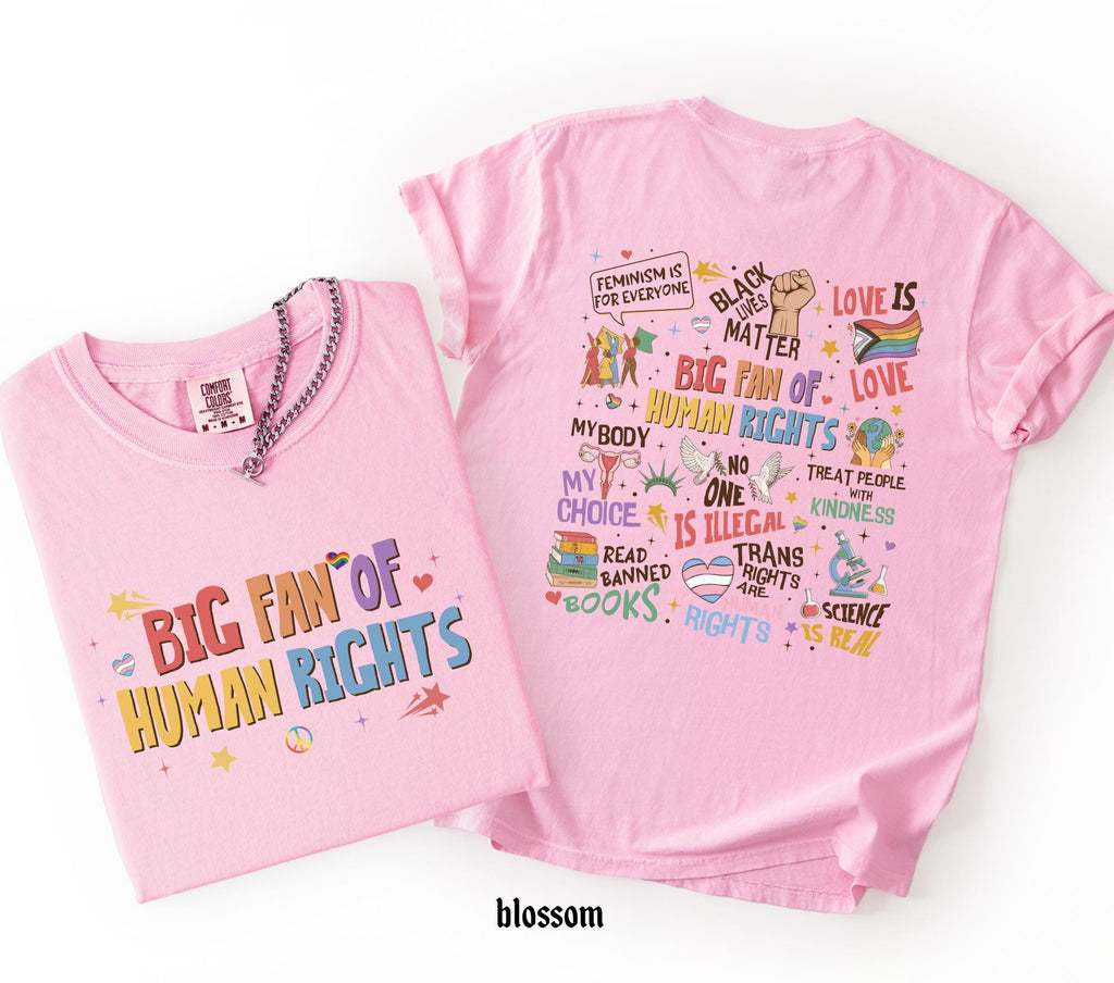 Big Fan Of Human Rights Shirt, Comfort Colors Equality T-Shirt, Social Justice Gift For Activist, Protest Anti Trump Rainbow LGBT Tee