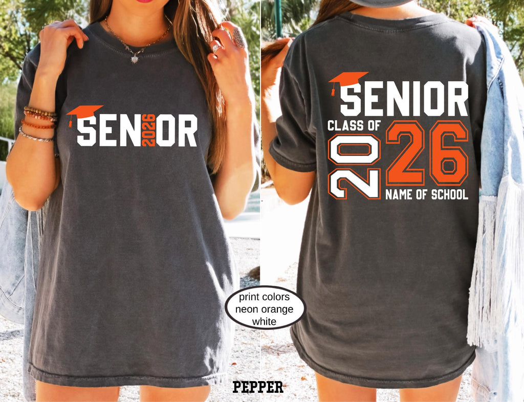Custom Senior Class of 2026 Comfort Colors© Shirt, High School Graduation Tee, Retro Senior Mom 2026 Gift