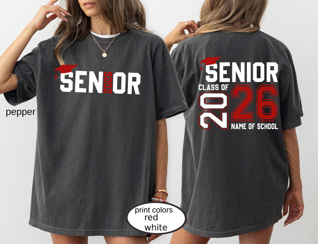 Custom Senior Class of 2026 Comfort Colors© Shirt, High School Graduation Tee, Retro Senior Mom 2026 Gift