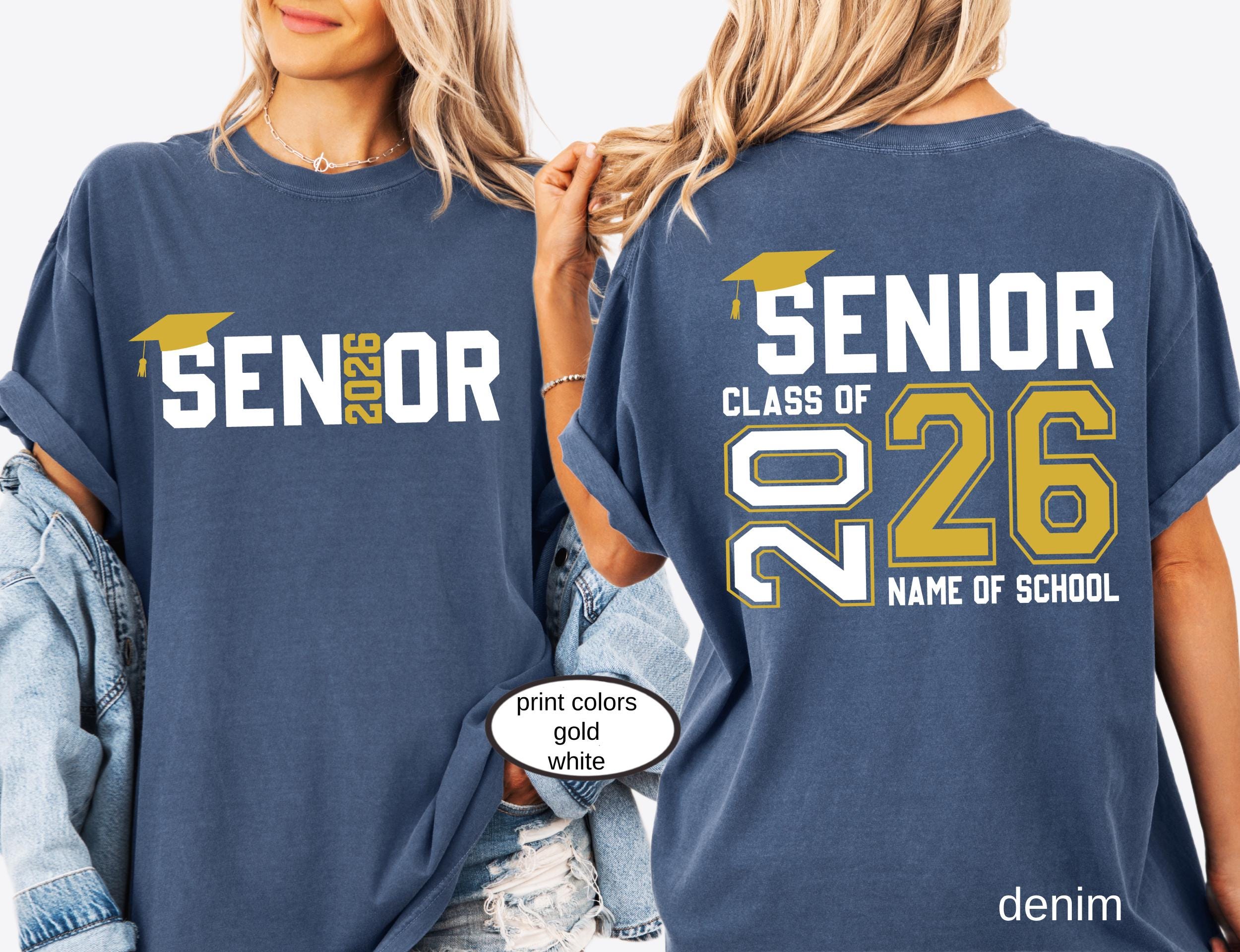Custom Senior Class of 2026 Comfort Colors© Shirt, High School Graduation Tee, Retro Senior Mom 2026 Gift