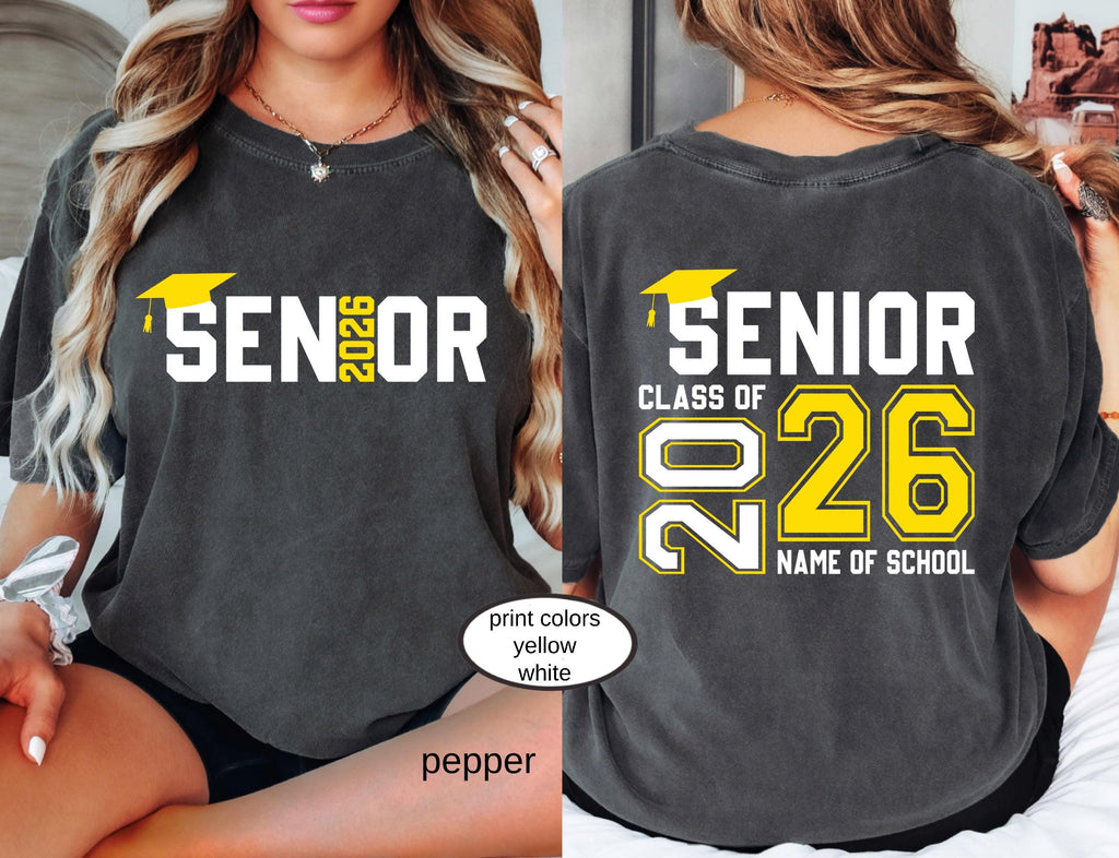 Custom Senior Class of 2026 Comfort Colors© Shirt, High School Graduation Tee, Retro Senior Mom 2026 Gift