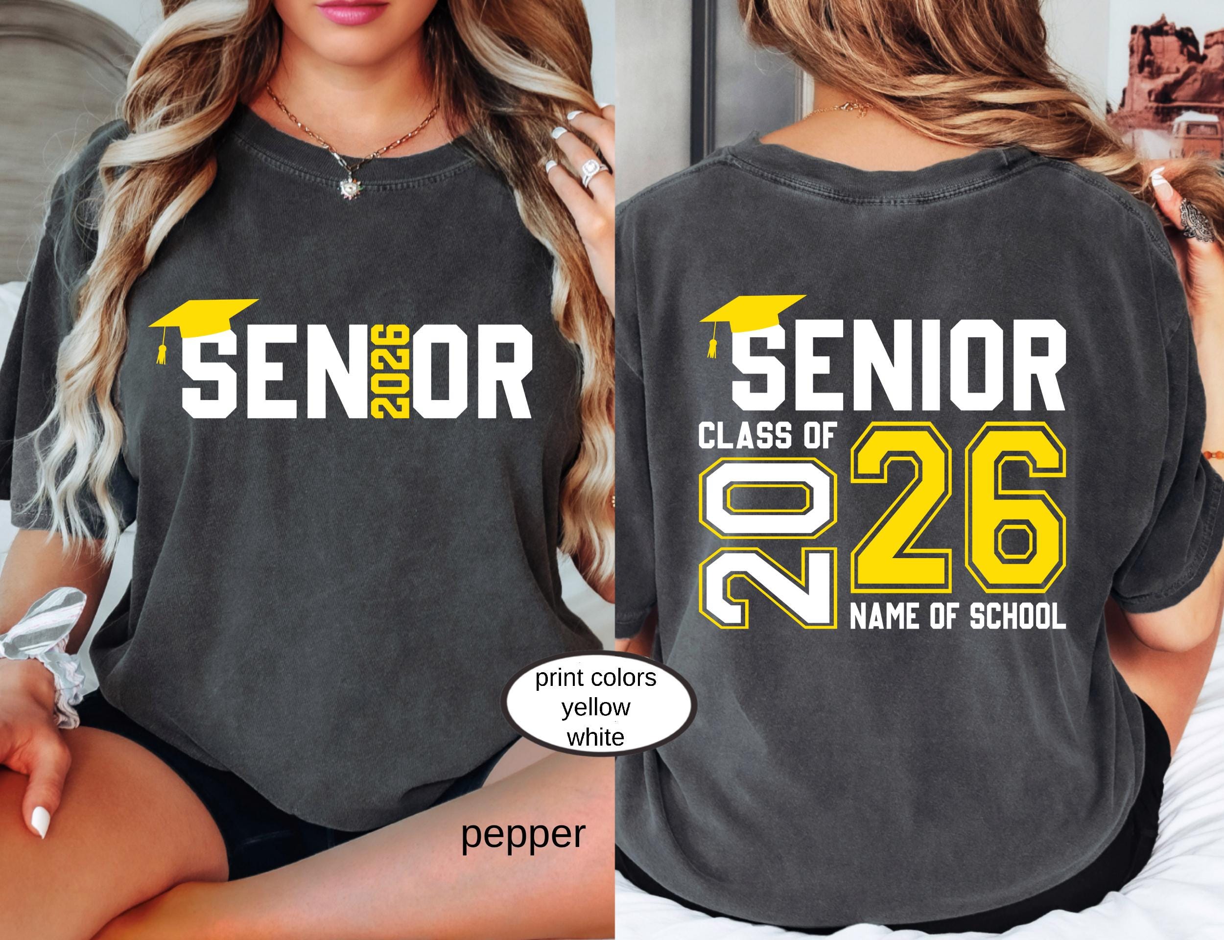 Custom Senior Class of 2026 Comfort Colors© Shirt, High School Graduation Tee, Retro Senior Mom 2026 Gift