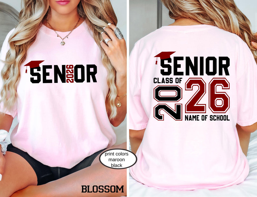 Custom Senior Class of 2026 Comfort Colors© Shirt, High School Graduation Tee, Retro Senior Mom 2026 Gift