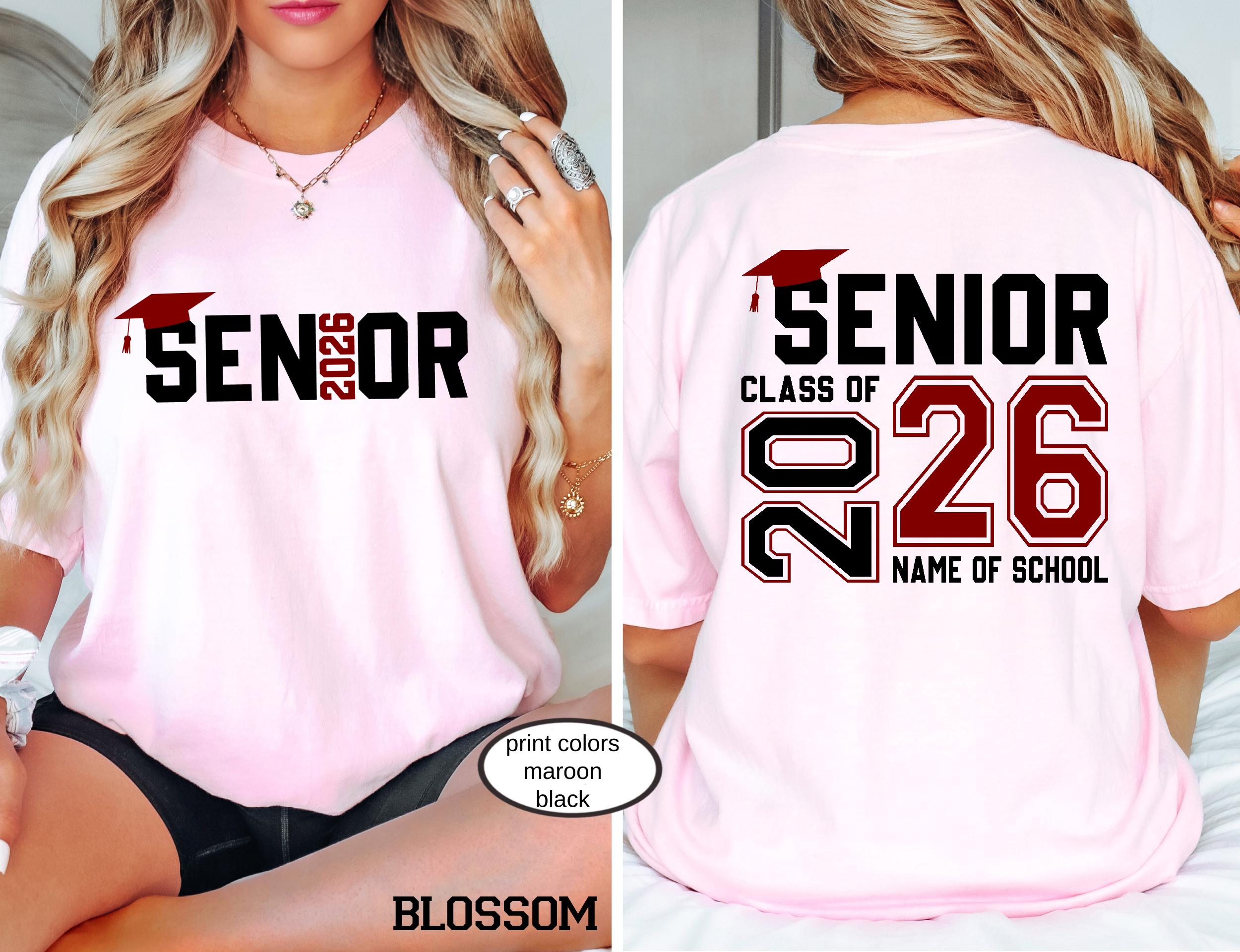 Custom Senior Class of 2026 Comfort Colors© Shirt, High School Graduation Tee, Retro Senior Mom 2026 Gift